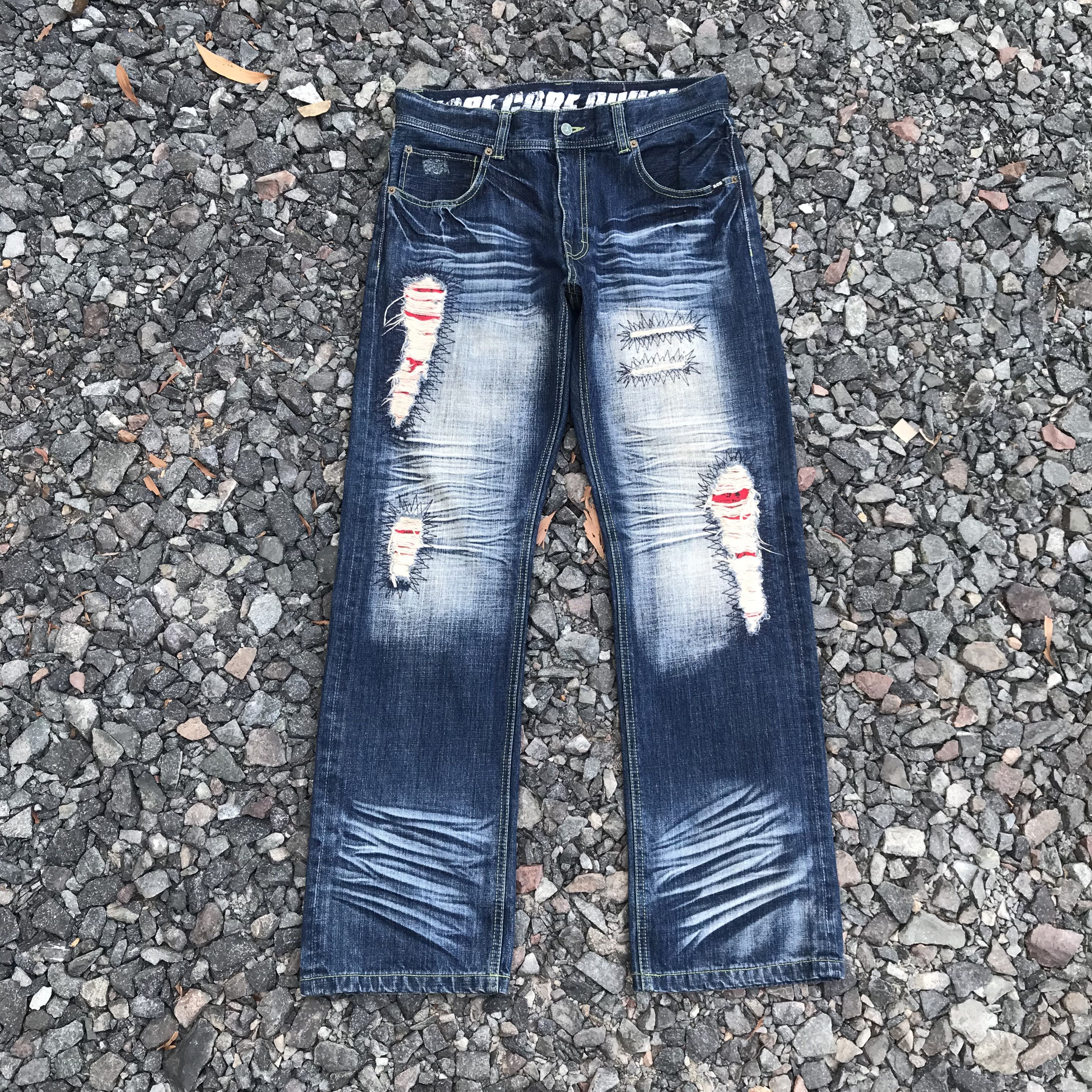 Japanese Brand rare Mcd Core Division distressed jean herringbone wash w34" Size US 34 / EU 50 - 2 Thumbnail