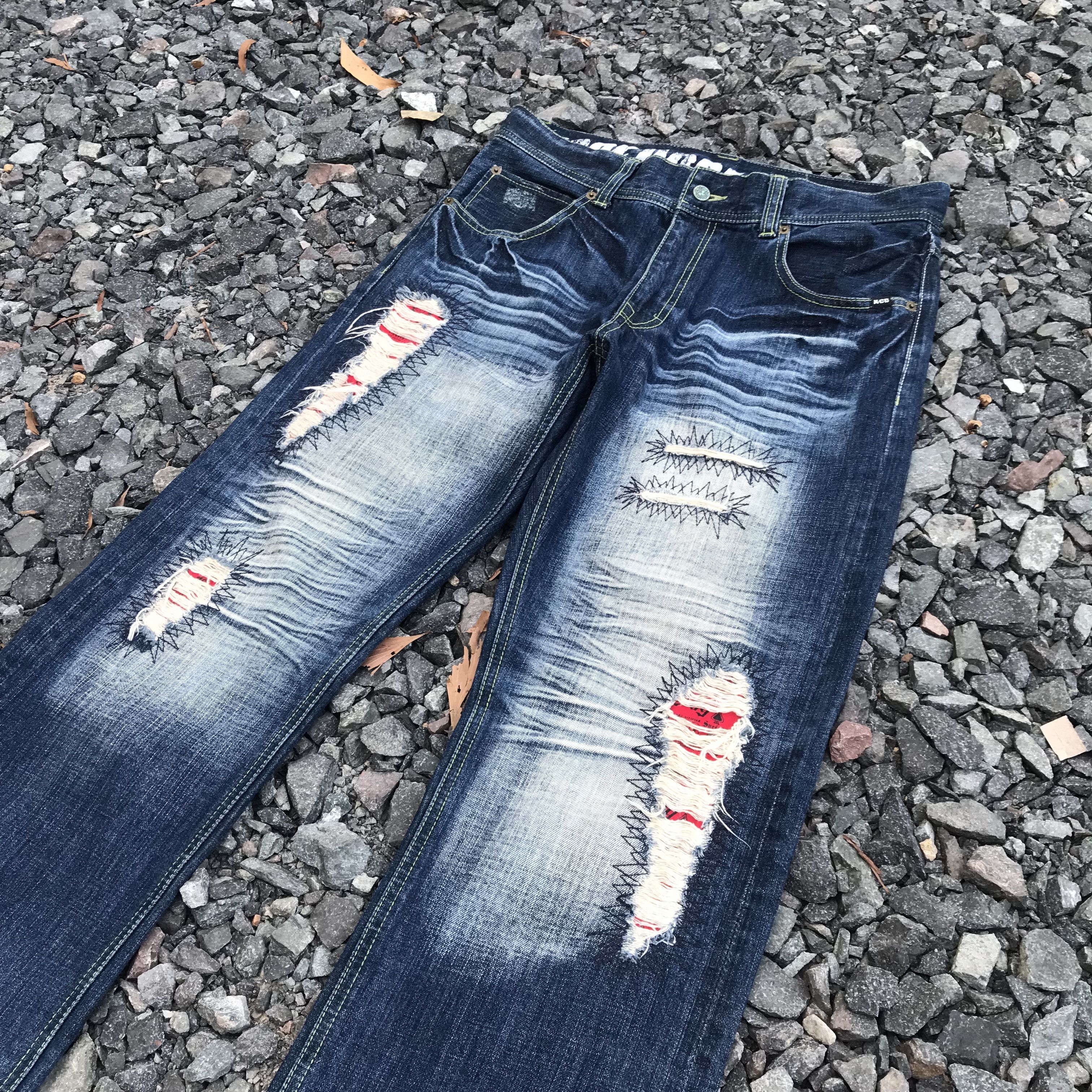Japanese Brand rare Mcd Core Division distressed jean herringbone wash w34" Size US 34 / EU 50 - 3 Thumbnail