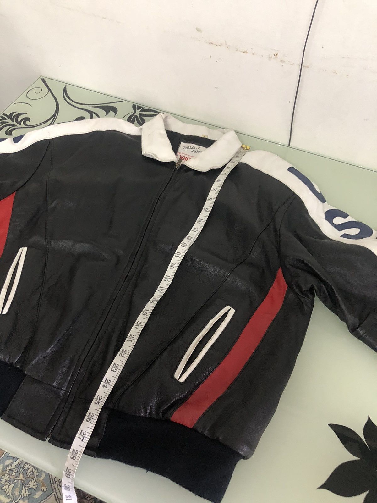 Michael Hoban Rare❗️Vintage Michael Hoban USA Flag Leather Bomber Jackets Size US XL / EU 56 / 4 - 22 Thumbnail