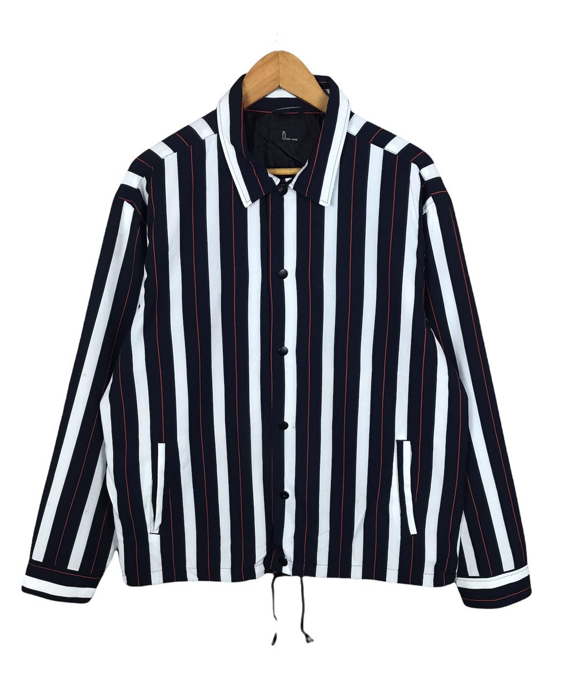 Vintage Zip Five Stripes String Button Light Jacket