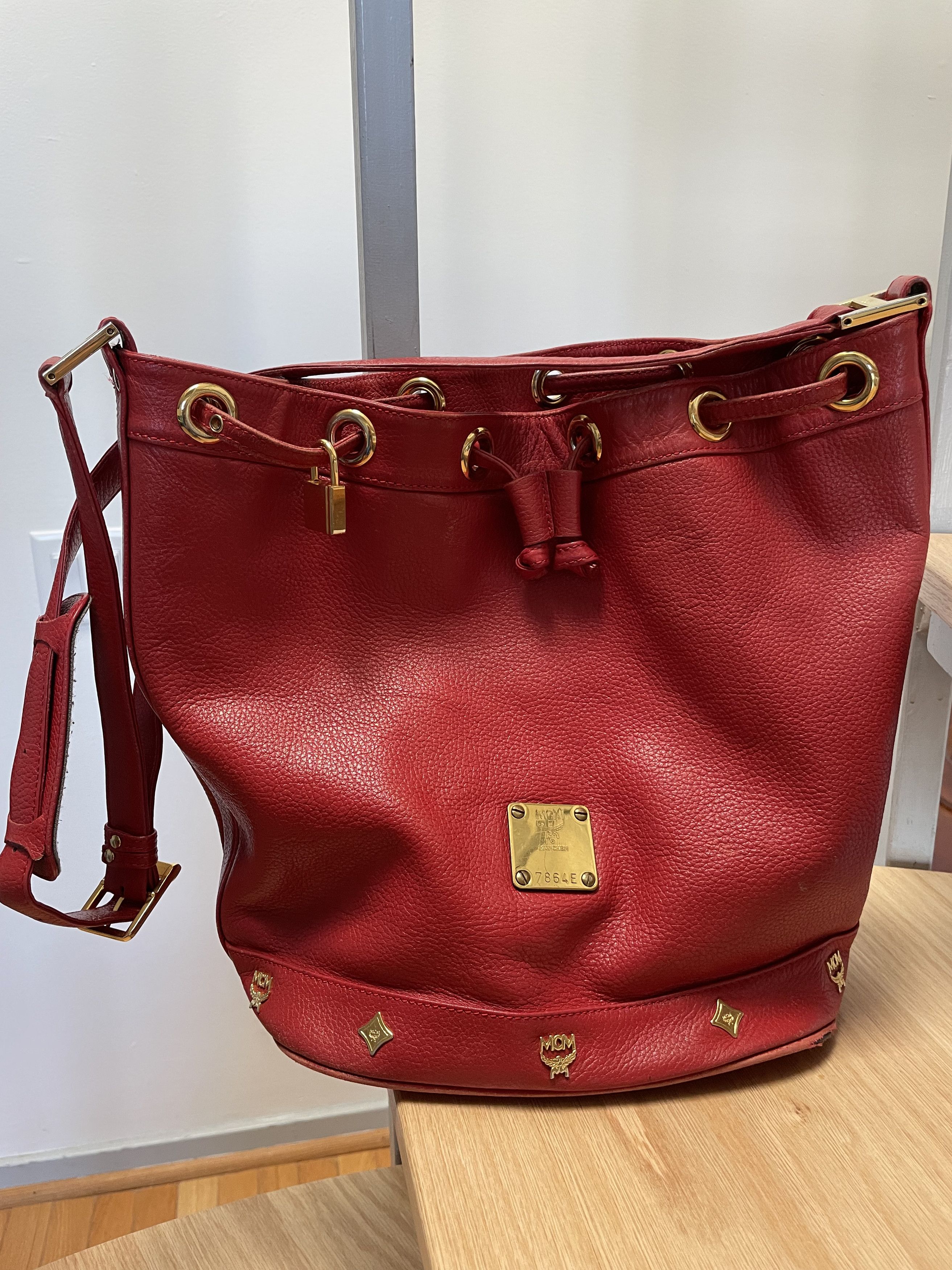 MCM Red Vintage Bucket Bag Bags Luggage