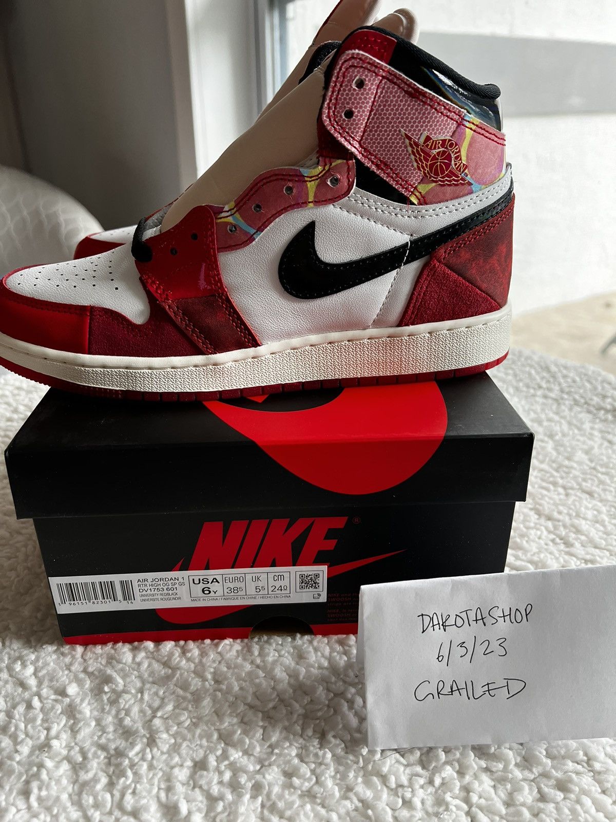 Jordan Brand × Nike Air Jordan 1 High OG GS Spider-Man | Grailed