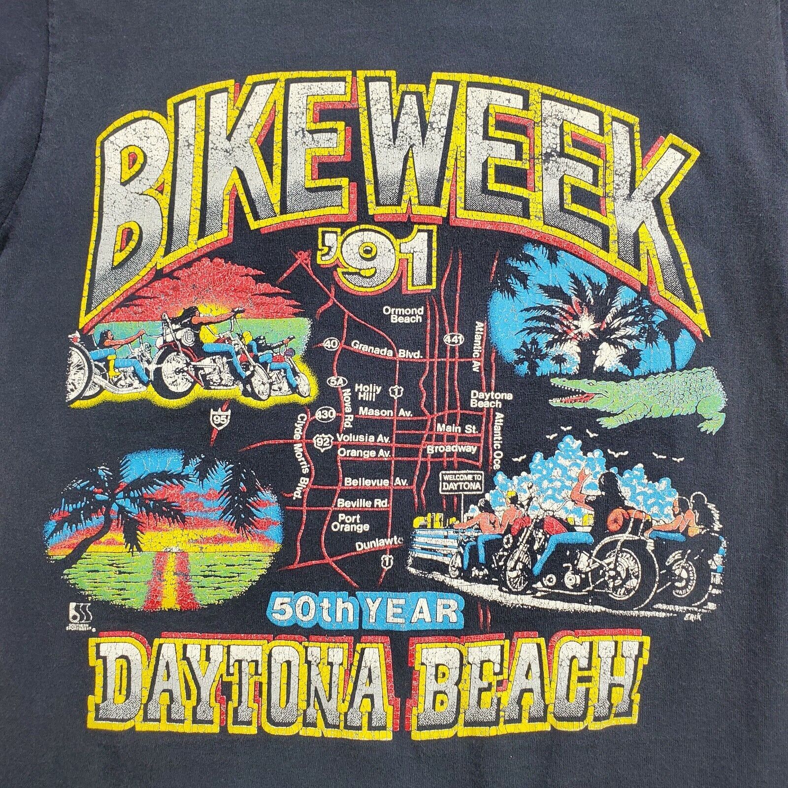 Harley Davidson 1991 Daytona Beach Bike Week 50th Year Shirt