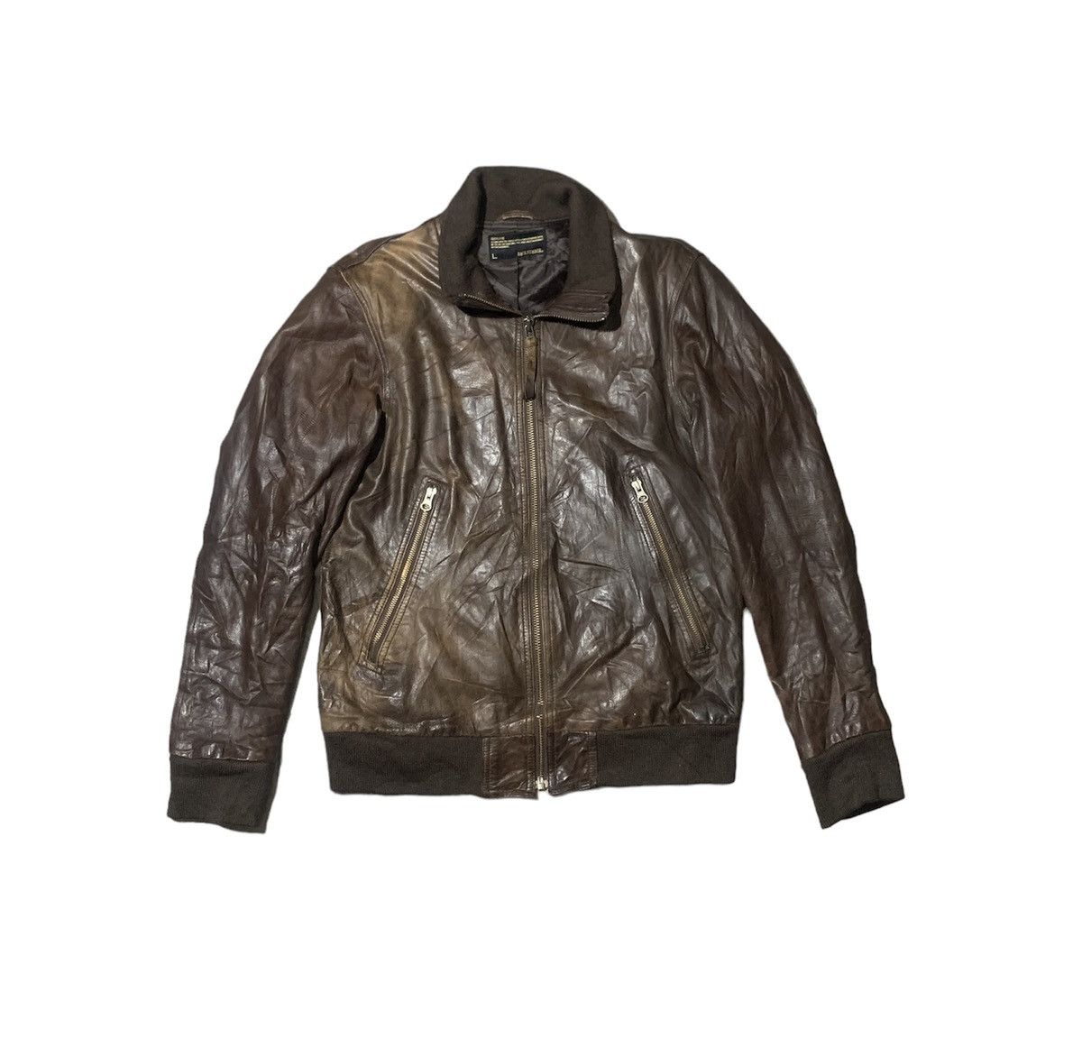 Leather Japanese Brand Back Number Sheep Skin Leather Jacket Size US L / EU 52-54 / 3 - 1 Thumbnail