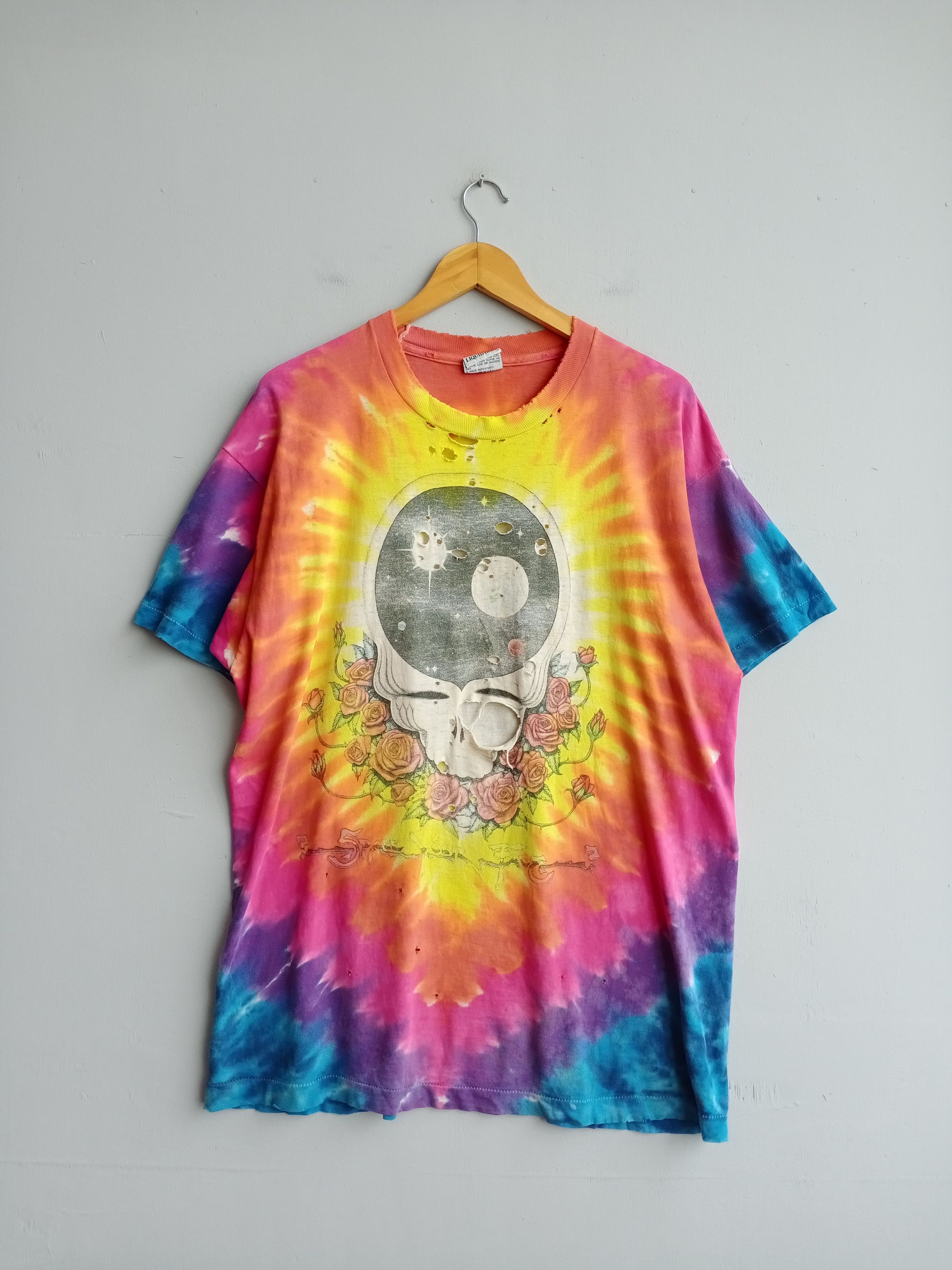 Vintage Vintage 90s Grateful Dead Liquid Blue Distressed Band Tshirt ...