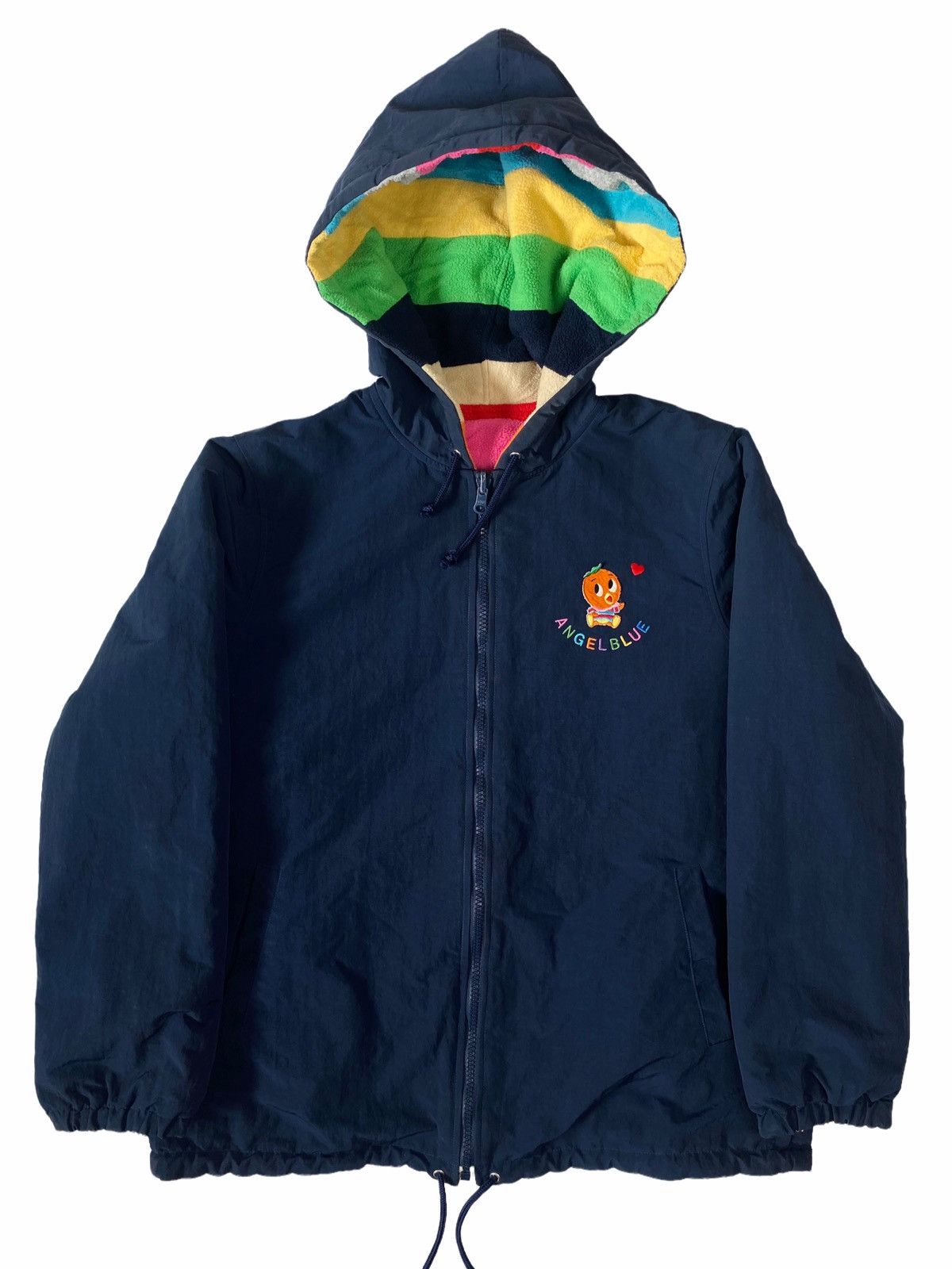 image of Needgone1990S Angel Blue Multicolor Reversible Jacket in Rainbow Navy, Men's (Size Large)