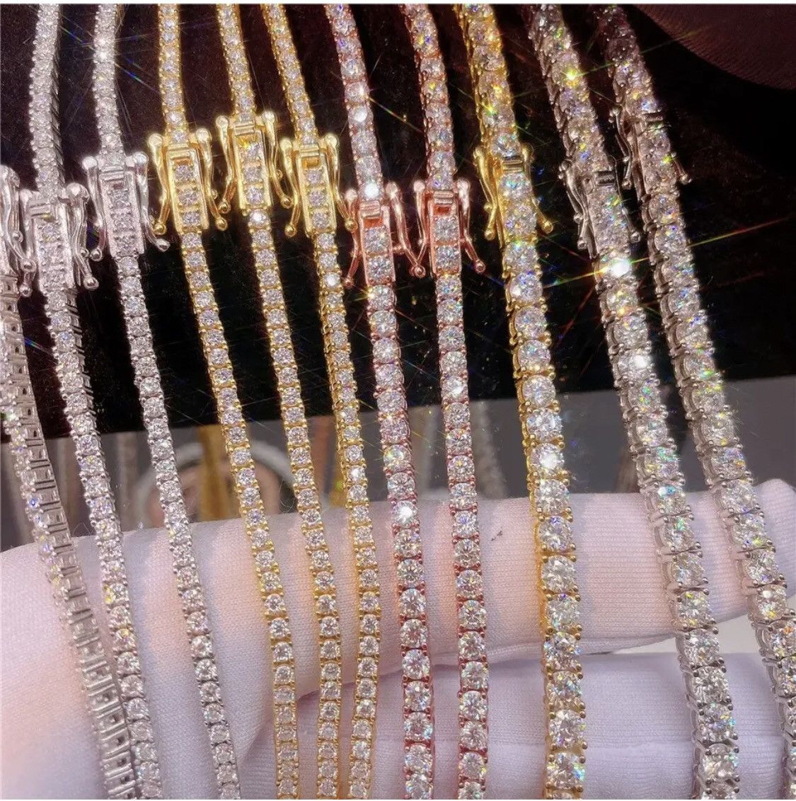 Other VVS Moissanite Diamond Tennis Chain 3-6.5mm 925 Silver Size ONE SIZE - 9 Thumbnail