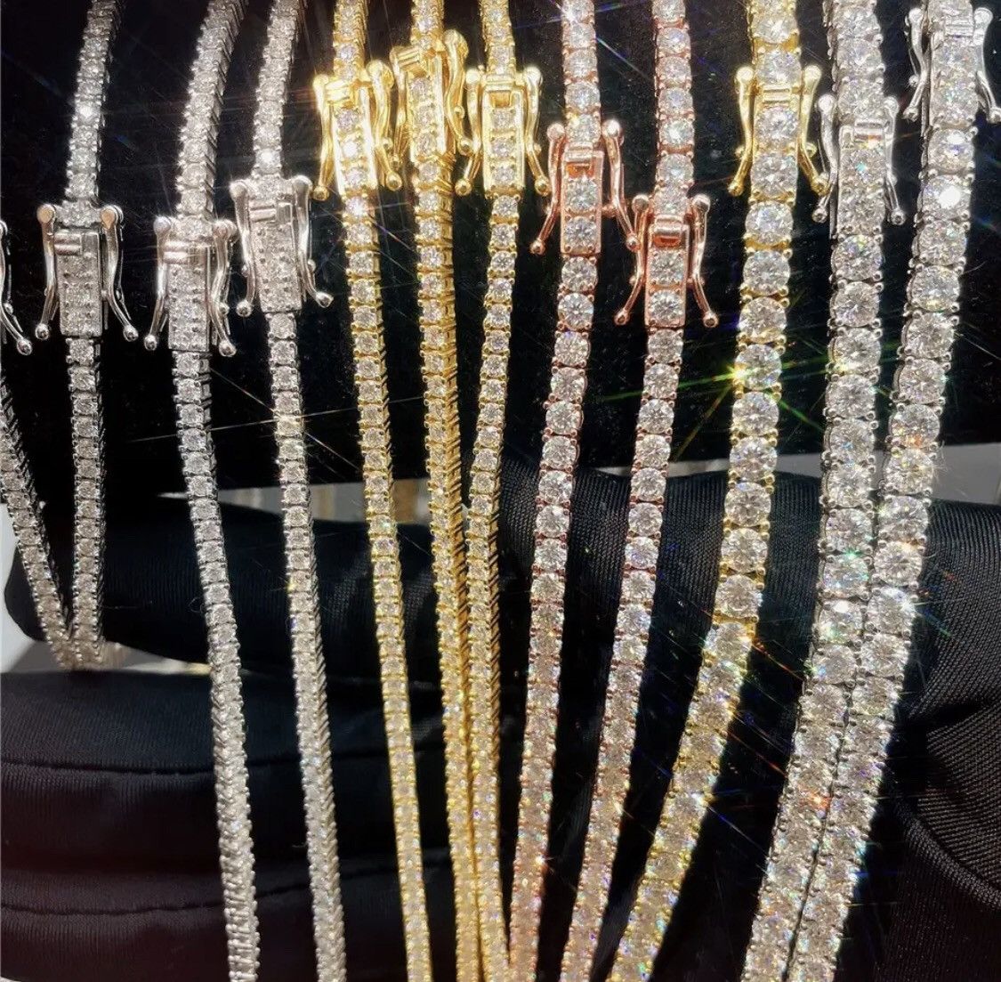 Other VVS Moissanite Diamond Tennis Chain 3-6.5mm 925 Silver Size ONE SIZE - 10 Thumbnail