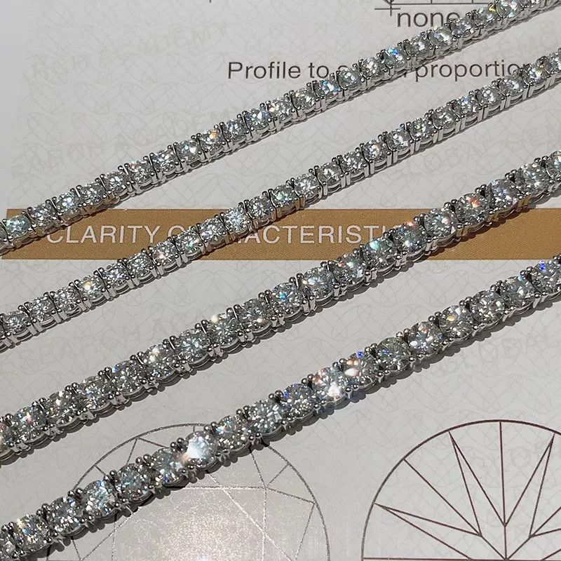 Other VVS Moissanite Diamond Tennis Chain 3-6.5mm 925 Silver Size ONE SIZE - 3 Thumbnail