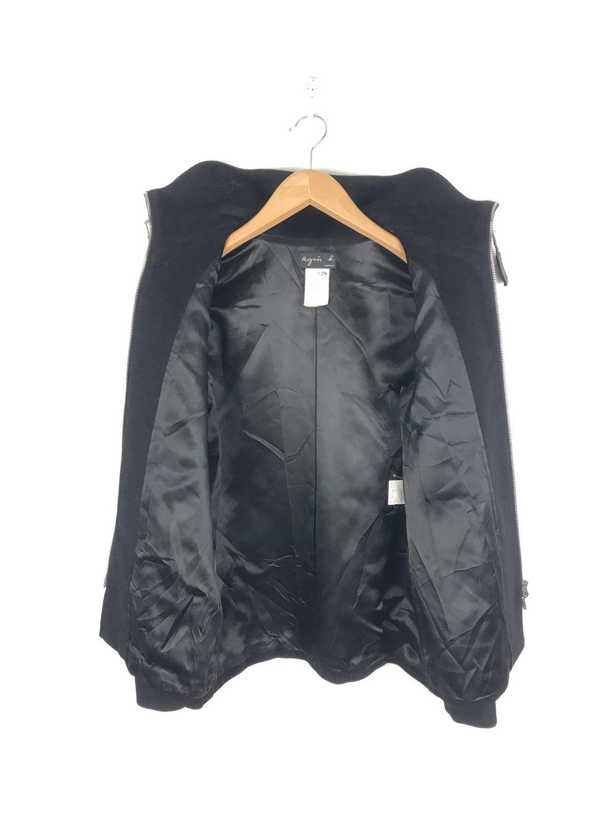 Vintage Agnes b Neck Leather Strap Wool Jacket Heavy Coats