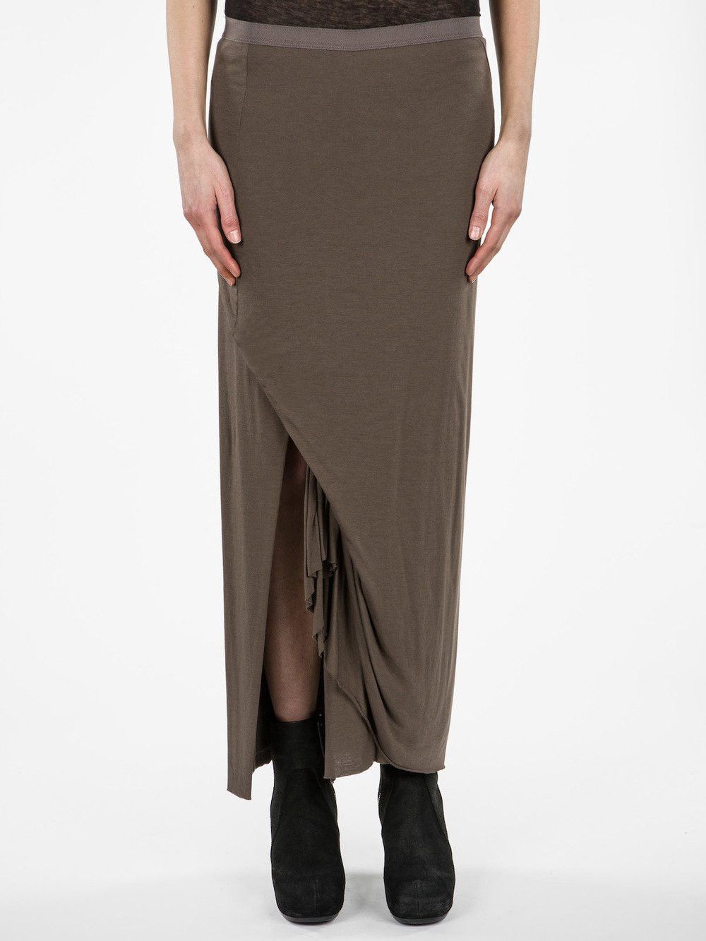 image of Rick Owens Lilies Ss14 Slip-On Wrap Skirt In Dark Dust, Women's (Size 28)