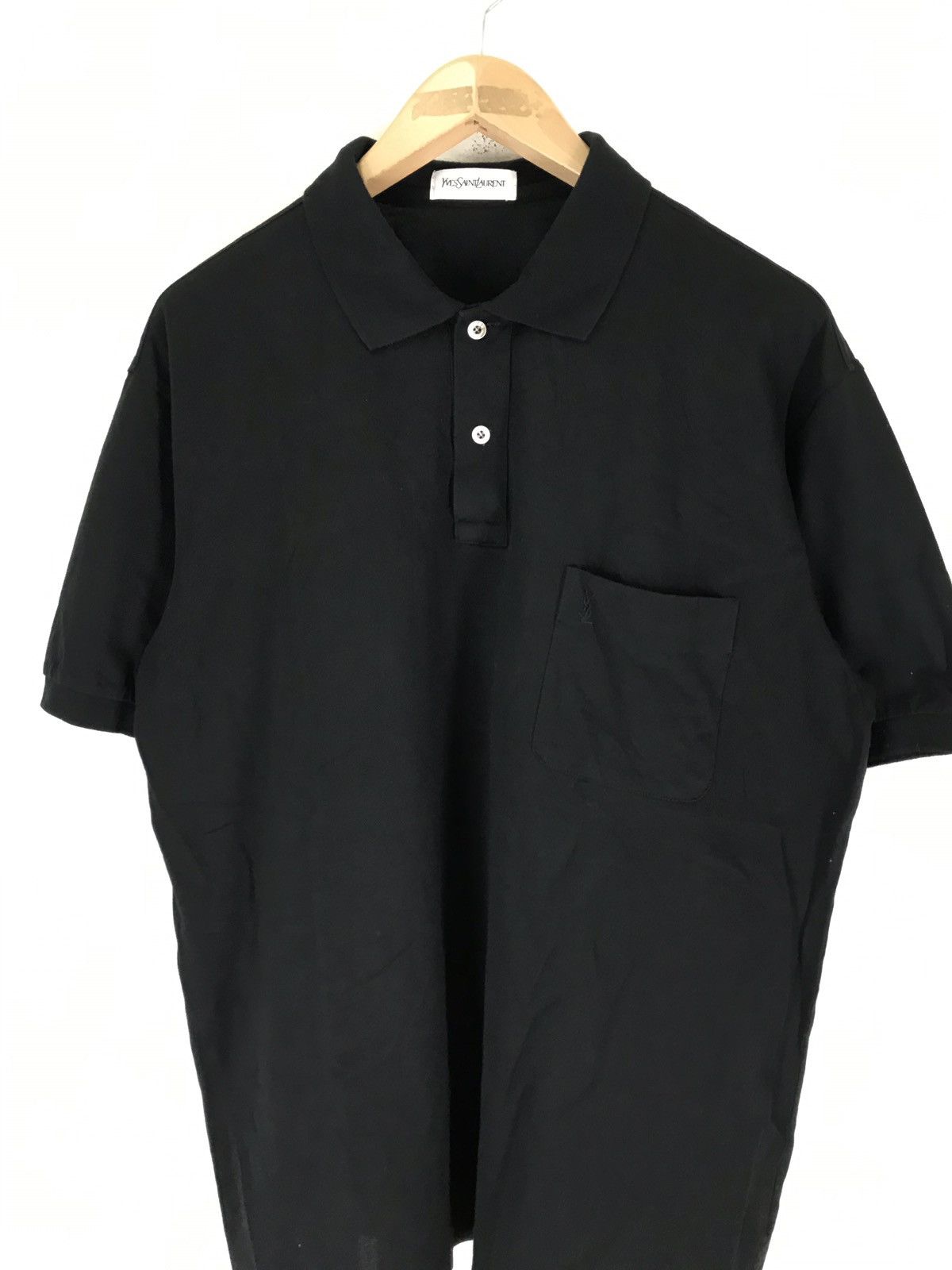 Yves Saint Laurent Vintage Yves Saint Laurent Black Embroidered Logo Tshirt Size US L / EU 52-54 / 3 - 2 Thumbnail