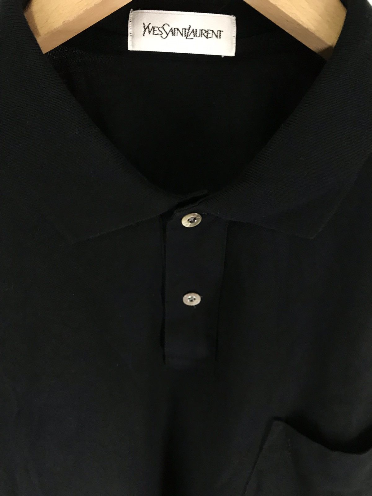 Yves Saint Laurent Vintage Yves Saint Laurent Black Embroidered Logo Tshirt Size US L / EU 52-54 / 3 - 3 Thumbnail