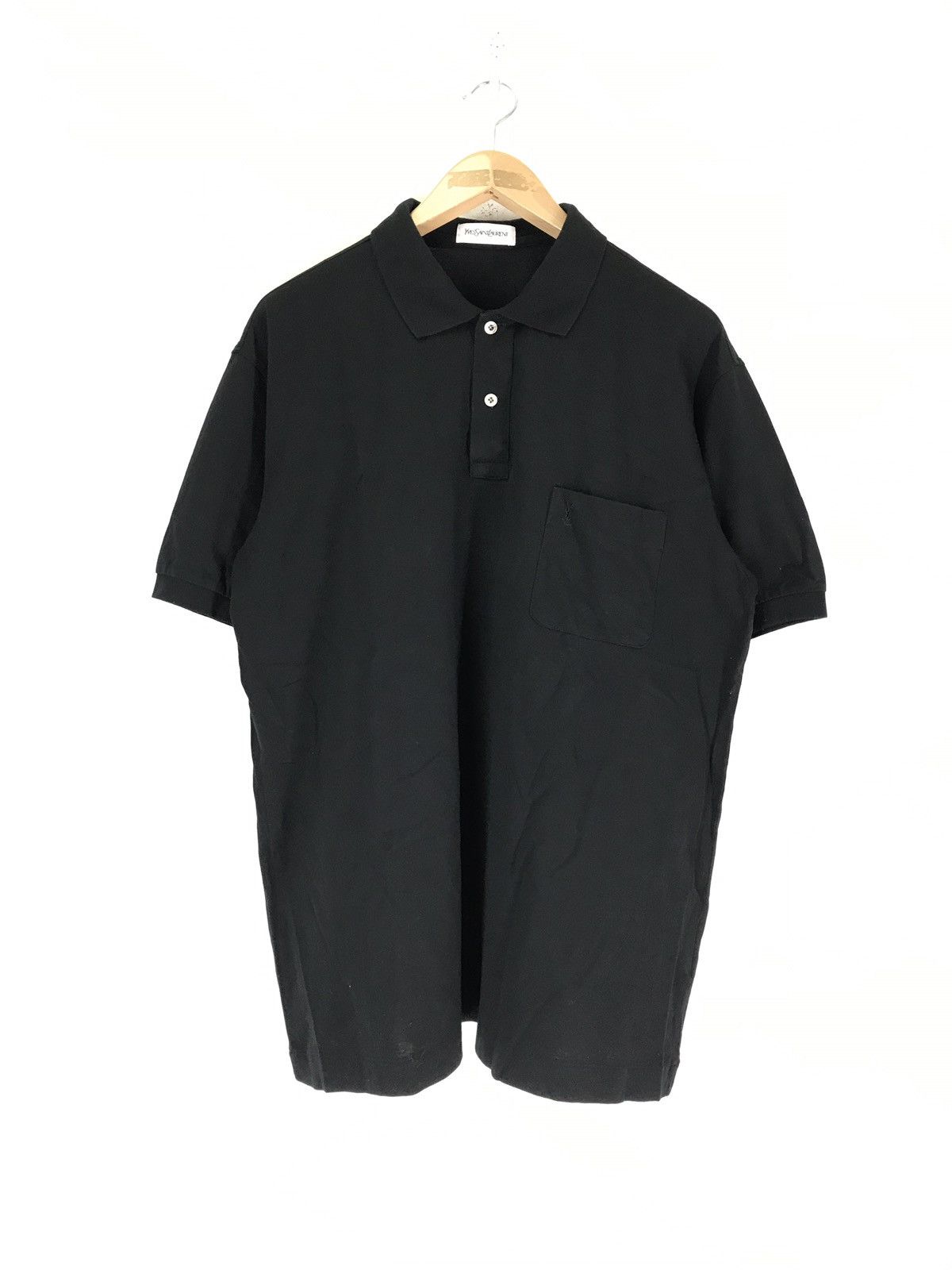 Yves Saint Laurent Vintage Yves Saint Laurent Black Embroidered Logo Tshirt Size US L / EU 52-54 / 3 - 1 Thumbnail