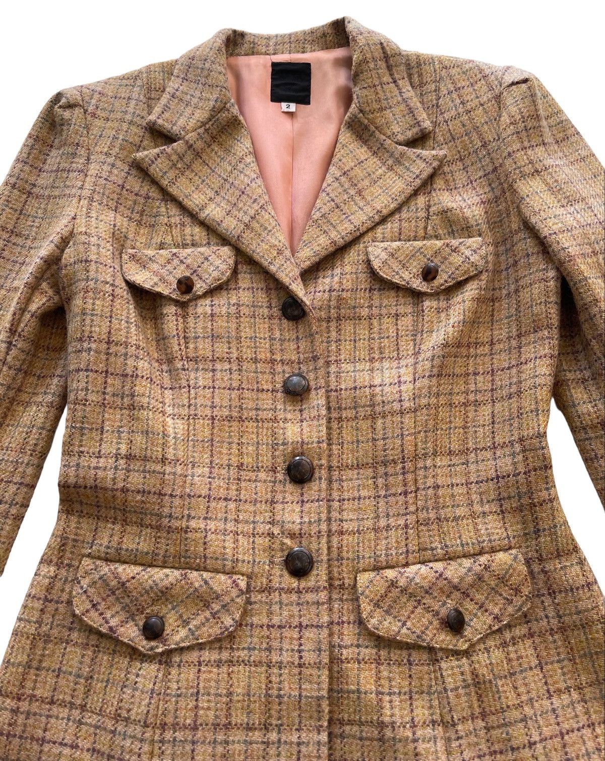 Anna Sui × Designer Anna Sui Tartan Coat Jacket Size XS / US 0-2 / IT 36-38 - 6 Thumbnail