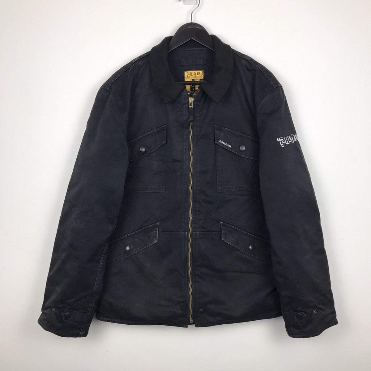 image of Vintage 90's Japanese Workwear Tenderloin Dripper Jacket in Black, Men's (Size Medium)