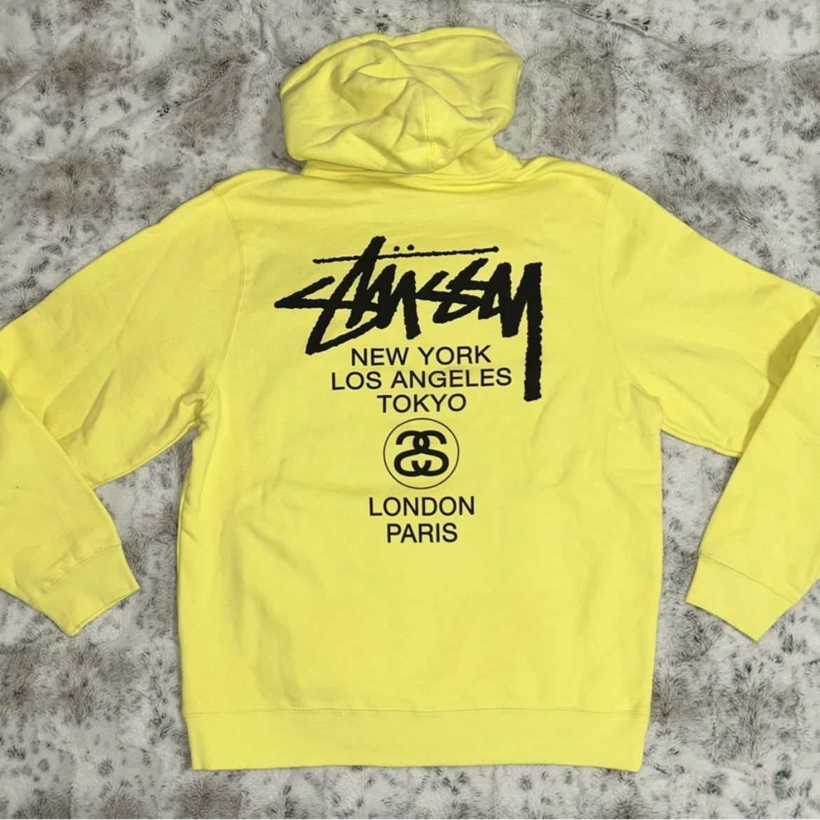 Hype × Streetwear × Stussy 🆕 NWOT Stussy | RARE World Tour Hoodie | Yellow  | Size Large | Grailed