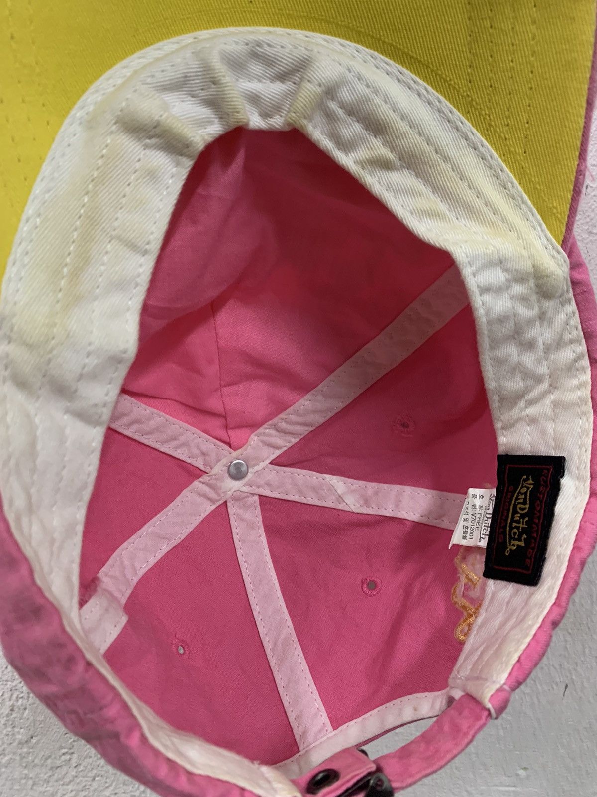 Von Dutch Von Dutch Big Spellout Distressed Pink Hat Size ONE SIZE - 6 Thumbnail