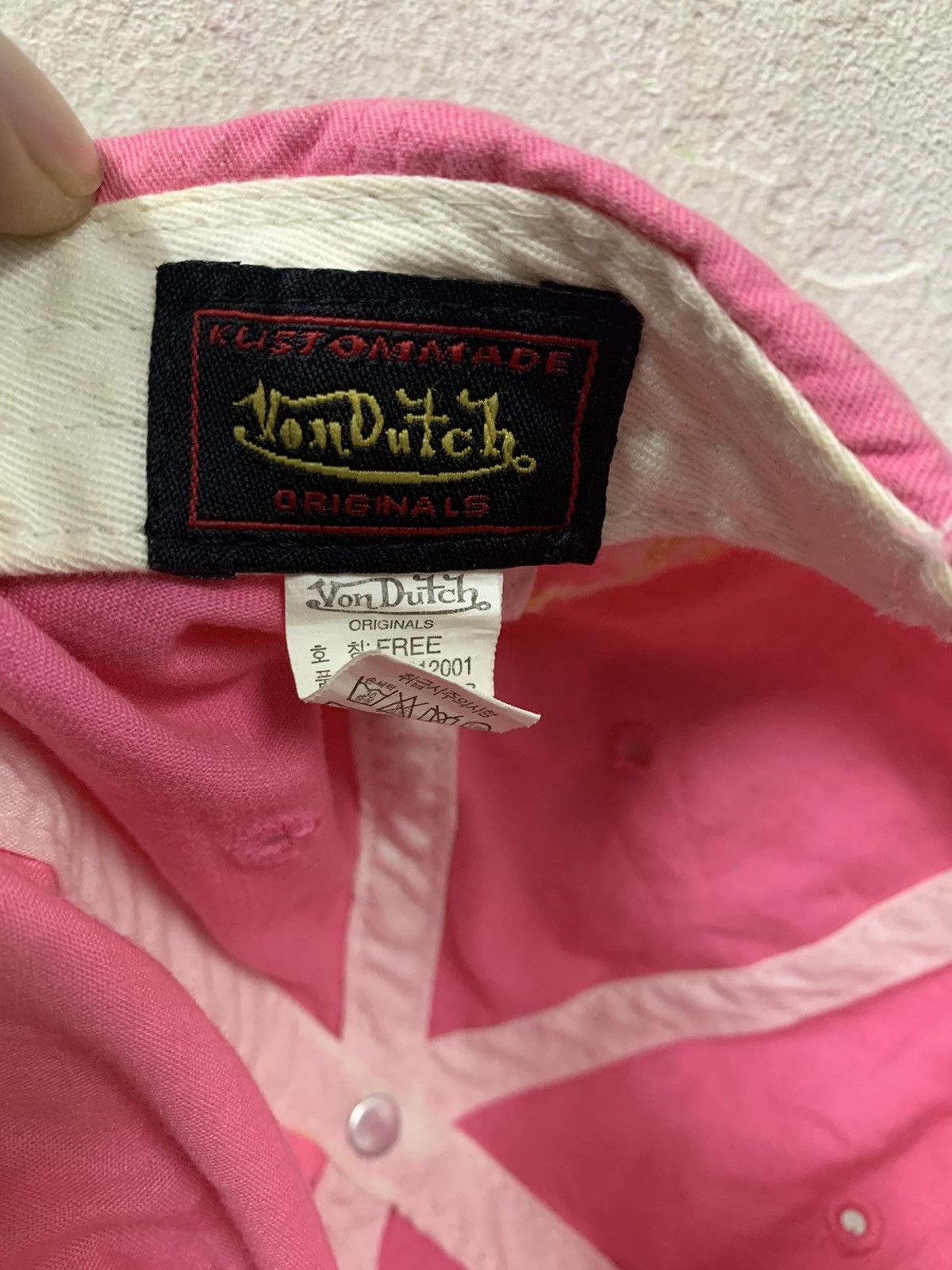 Von Dutch Von Dutch Big Spellout Distressed Pink Hat Size ONE SIZE - 7 Thumbnail