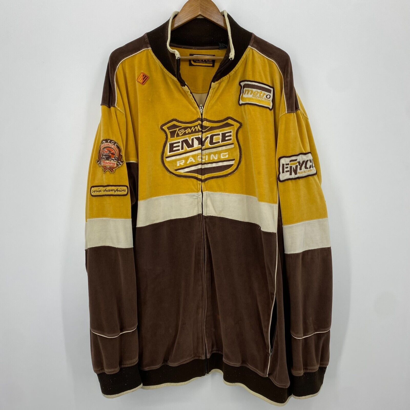 Vintage Enyce Jacket Men's 3XL Brown Yellow Velour Vintage Y2K Racing ...