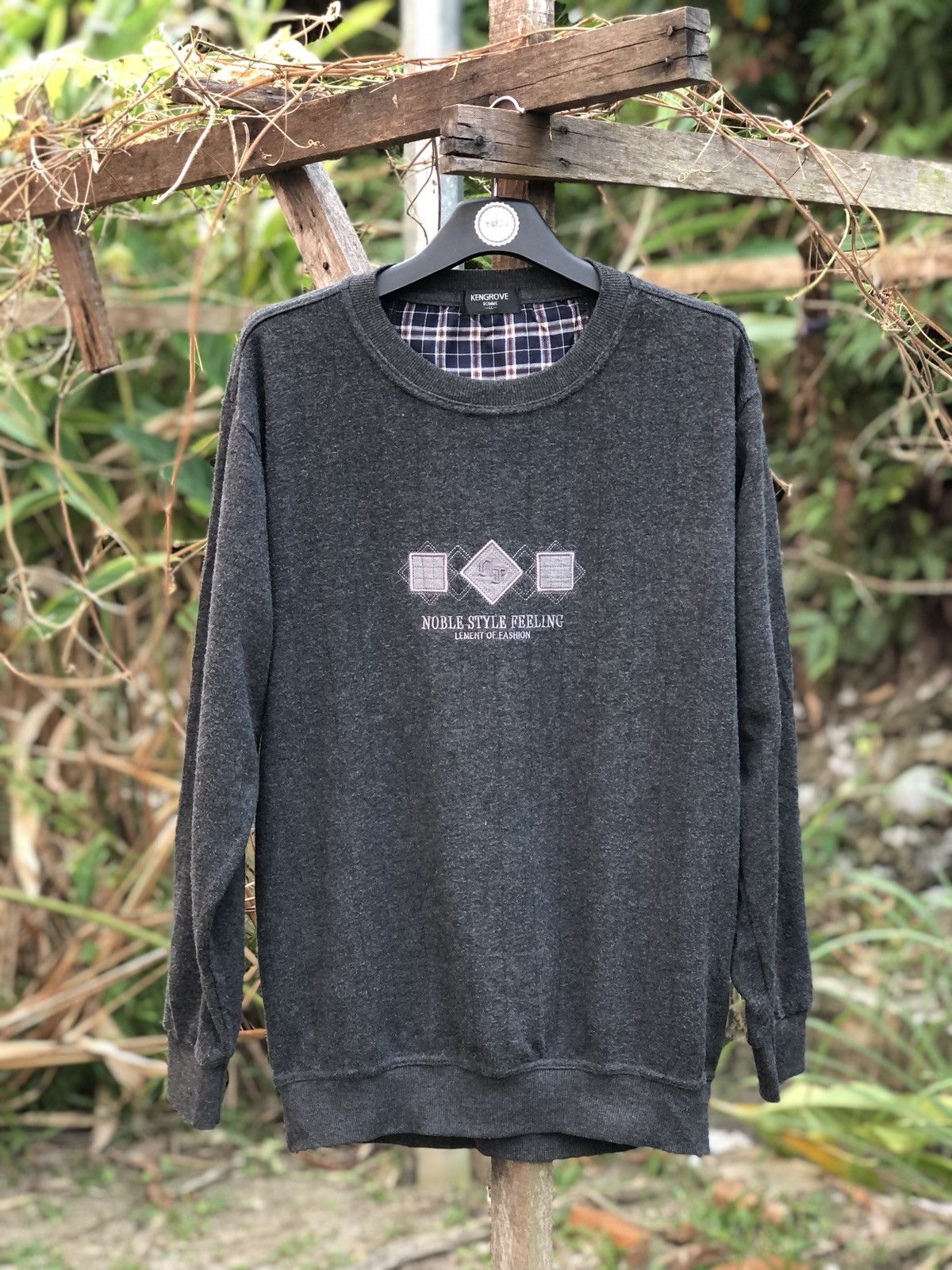 image of Vintage 80's Sweatshirt Embroidered Logo By Kengrove Homme in Black, Men's (Size XL)