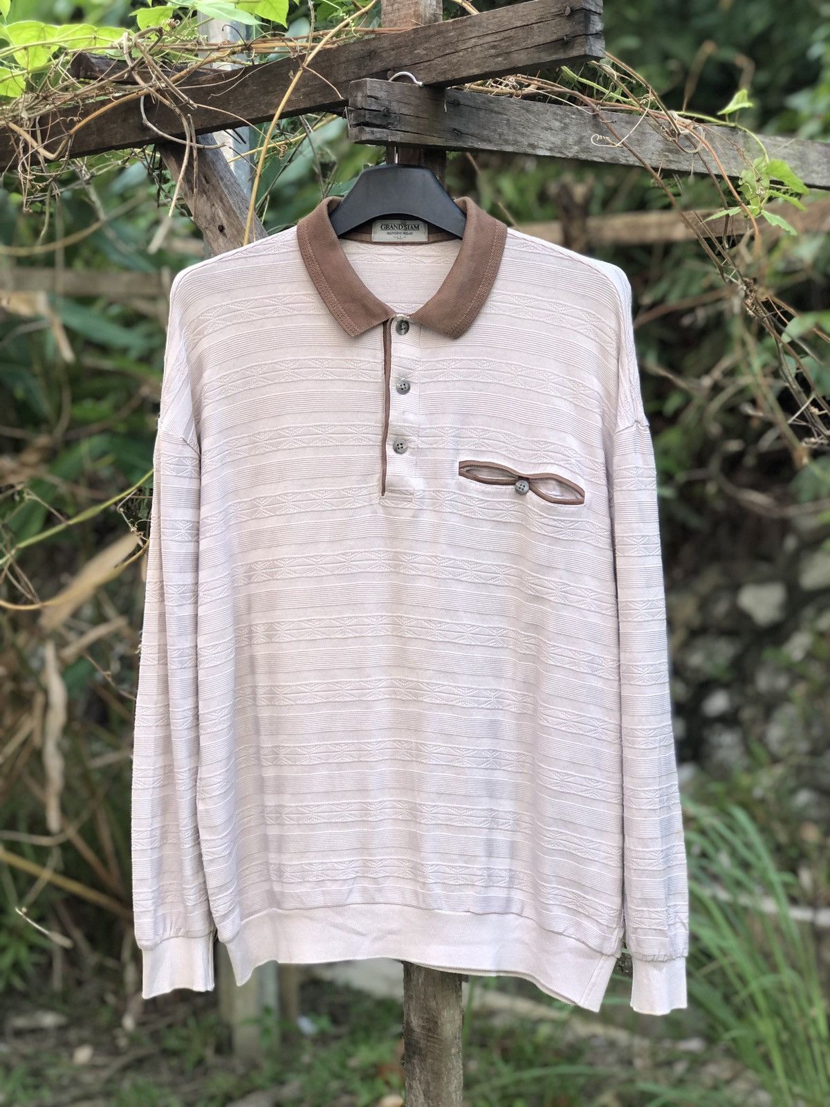 Grand Slam Vintage 90's Polo Shirt Striped Pullover by Grand Slam Size US L / EU 52-54 / 3 - 1 Thumbnail