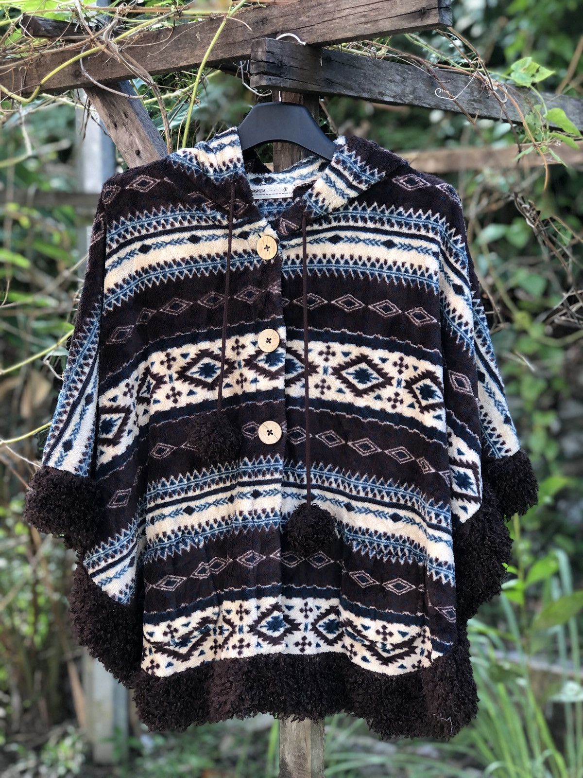 Vintage Pancho Navajo Fleece Hoodie By Sospita