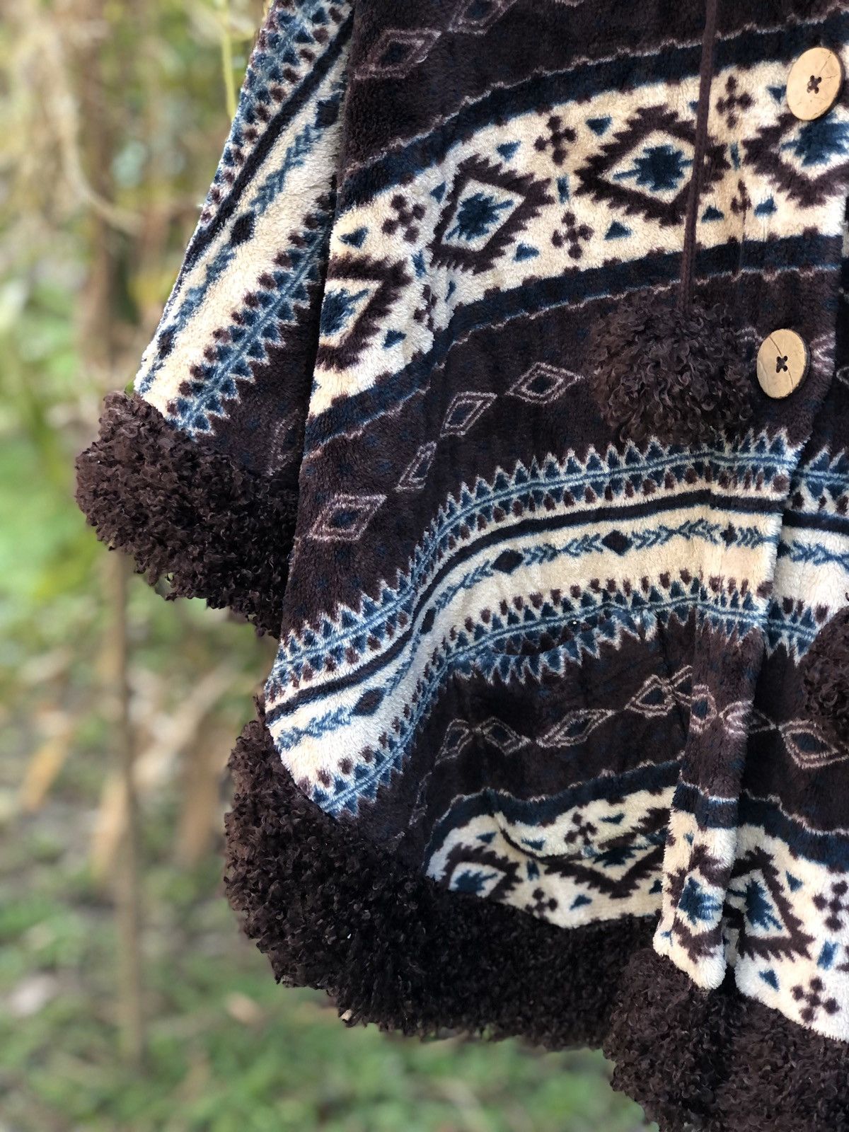 Japanese Brand Vintage Pancho Navajo Fleece Hoodie By Sospita Size US L / EU 52-54 / 3 - 3 Thumbnail