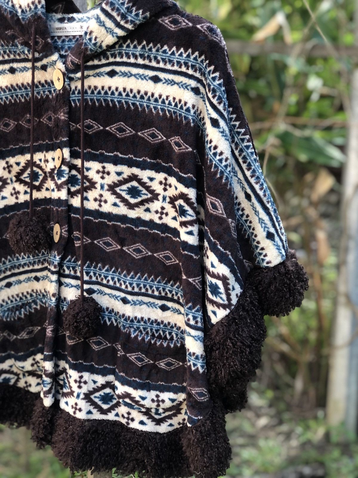 Japanese Brand Vintage Pancho Navajo Fleece Hoodie By Sospita Size US L / EU 52-54 / 3 - 2 Thumbnail