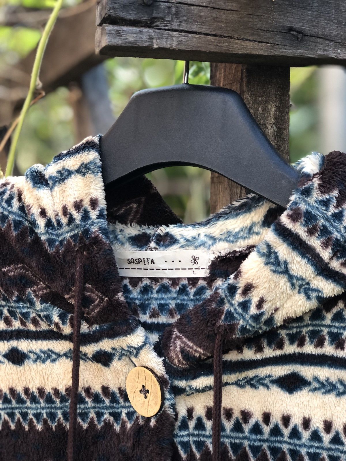 Japanese Brand Vintage Pancho Navajo Fleece Hoodie By Sospita Size US L / EU 52-54 / 3 - 8 Thumbnail