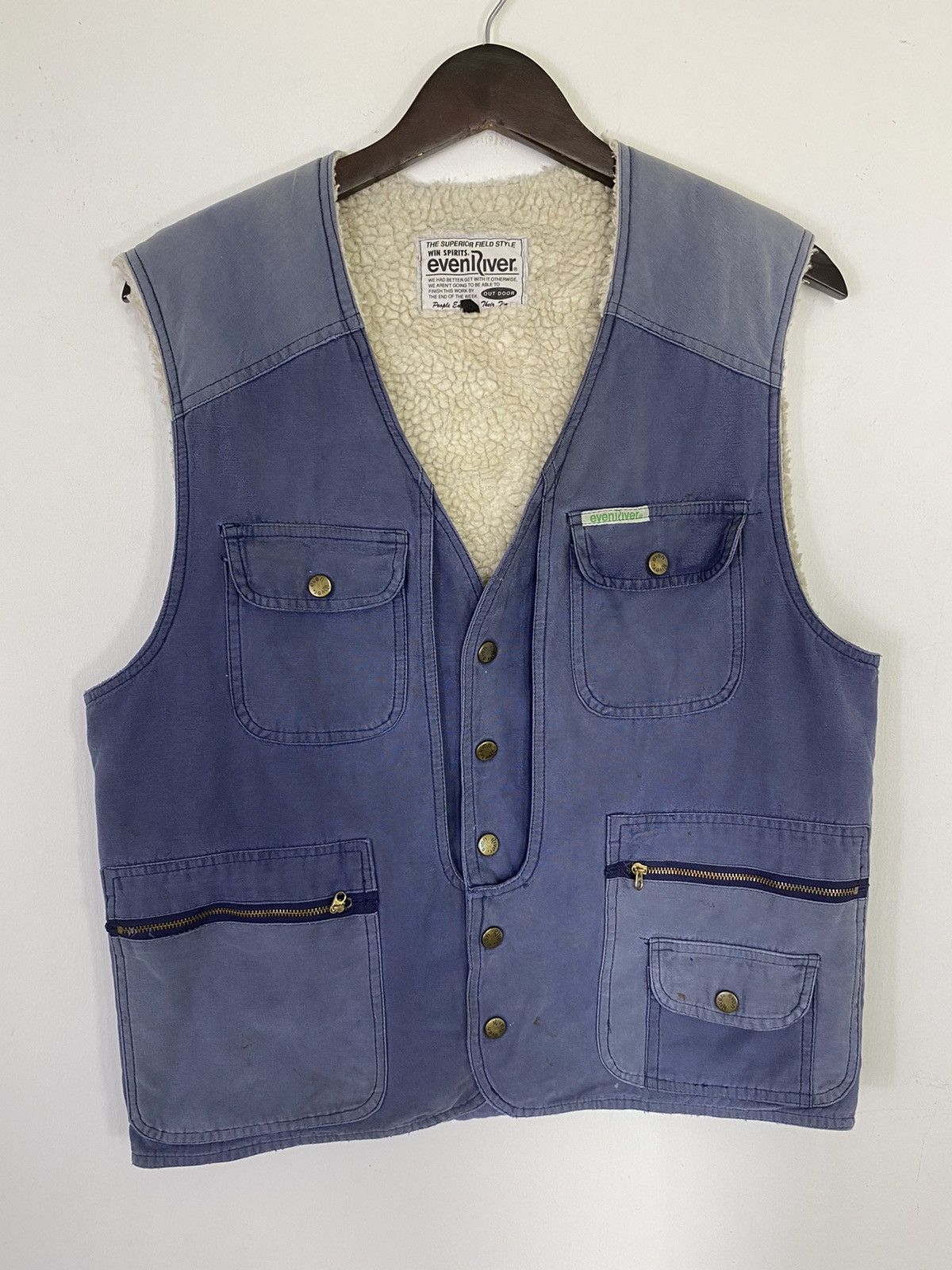 Vintage Gcw23🔥Vintage EvenRiver Multi Pocket Sherpa Lining Vest Size US M / EU 48-50 / 2 - 2 Thumbnail