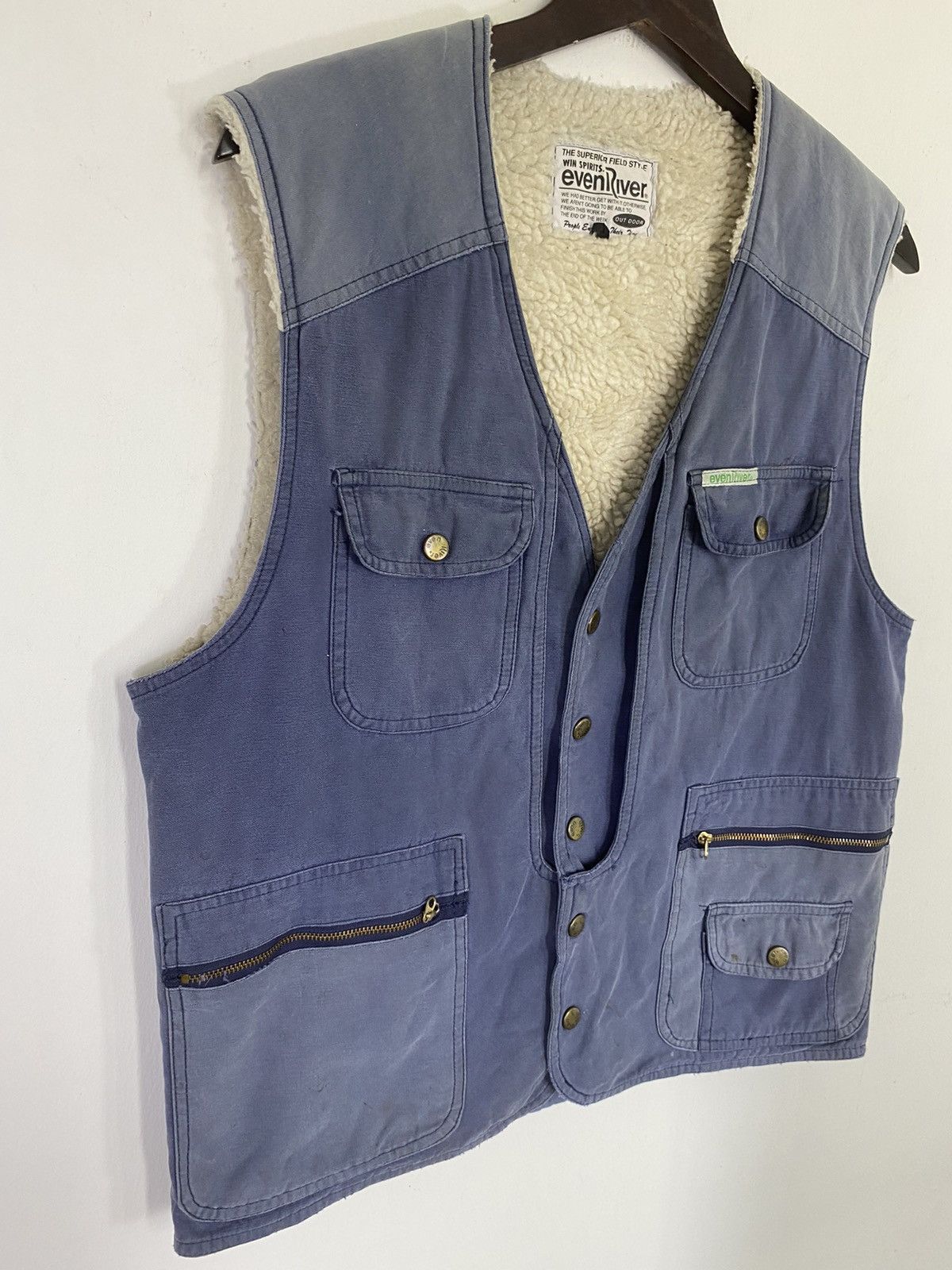 Vintage Gcw23🔥Vintage EvenRiver Multi Pocket Sherpa Lining Vest Size US M / EU 48-50 / 2 - 3 Thumbnail