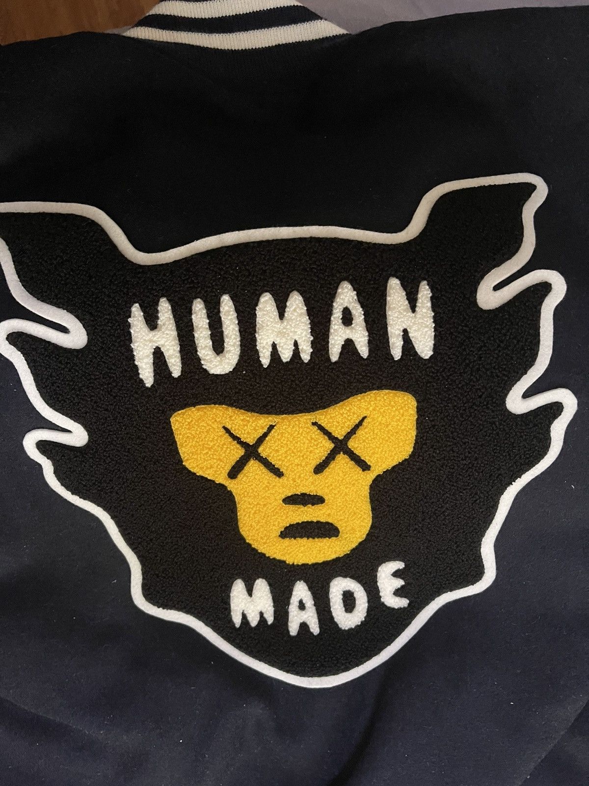 Human Made × Kaws Human made kaws varsity Jacket navy Size US L / EU 52-54 / 3 - 14 Thumbnail