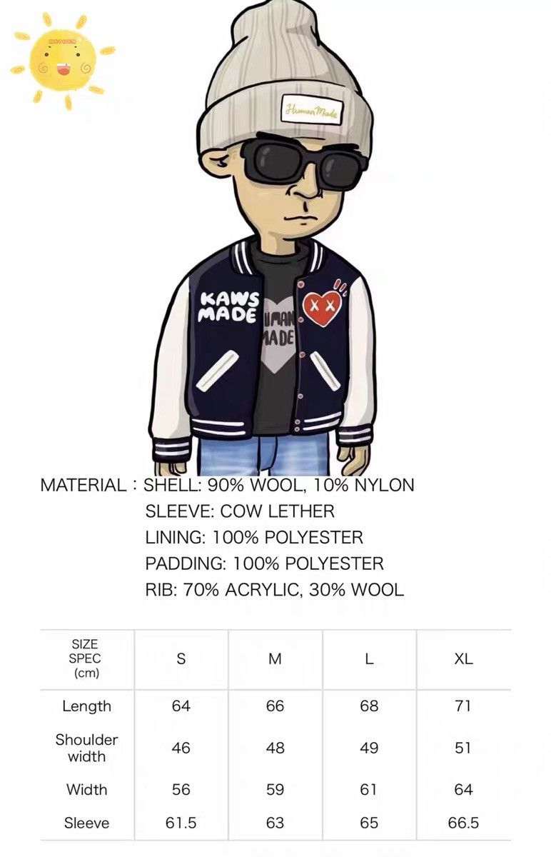 Human Made × Kaws Human made kaws varsity Jacket navy Size US L / EU 52-54 / 3 - 10 Thumbnail