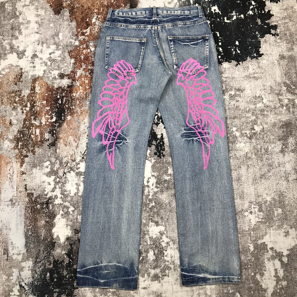 Japanese Brand × Vintage Japanese Flying Angel Flare Light Wash Jeans Size 29" - 1 Thumbnail