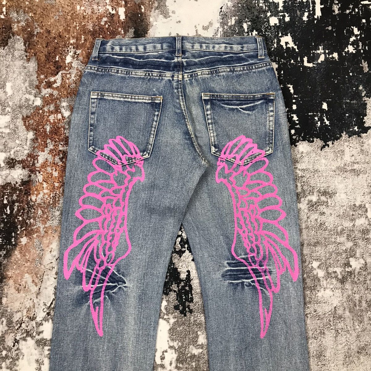 Japanese Brand × Vintage Japanese Flying Angel Flare Light Wash Jeans Size 29" - 2 Thumbnail