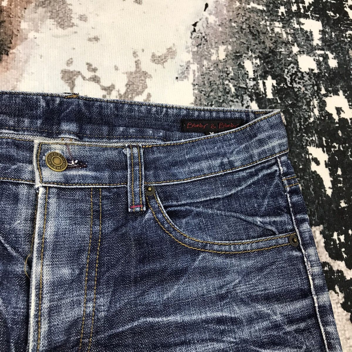 Japanese Brand × Vintage Japanese Bbaby&Bbaby Insane Distressed Design Slim Jeans Size 29" - 12 Thumbnail