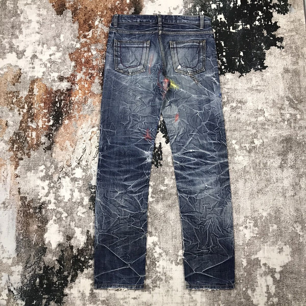Japanese Brand × Vintage Japanese Bbaby&Bbaby Insane Distressed Design Slim Jeans Size 29" - 1 Thumbnail