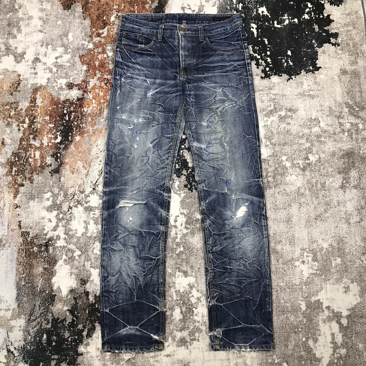 Japanese Brand × Vintage Japanese Bbaby&Bbaby Insane Distressed Design Slim Jeans Size 29" - 6 Thumbnail