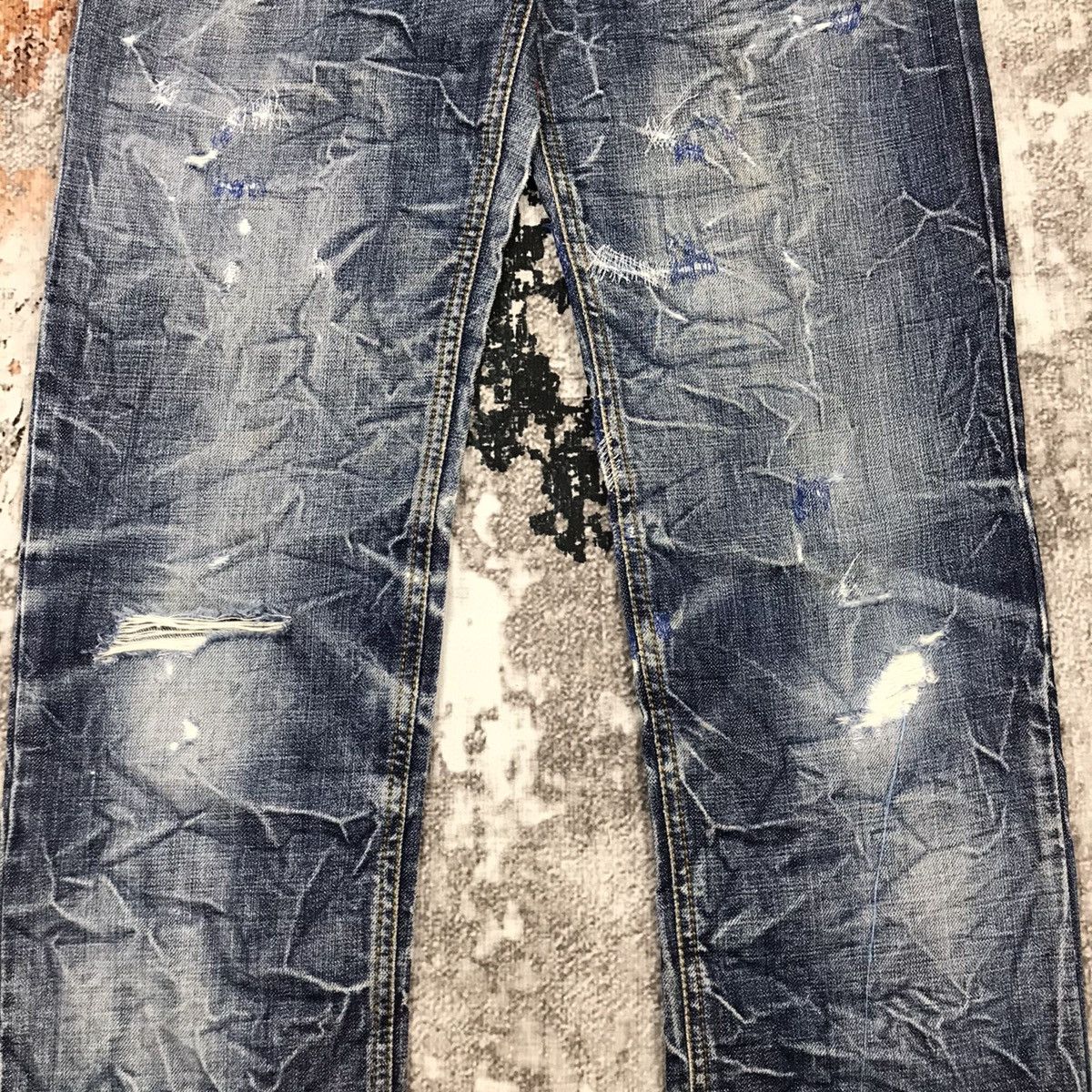 Japanese Brand × Vintage Japanese Bbaby&Bbaby Insane Distressed Design Slim Jeans Size 29" - 8 Thumbnail