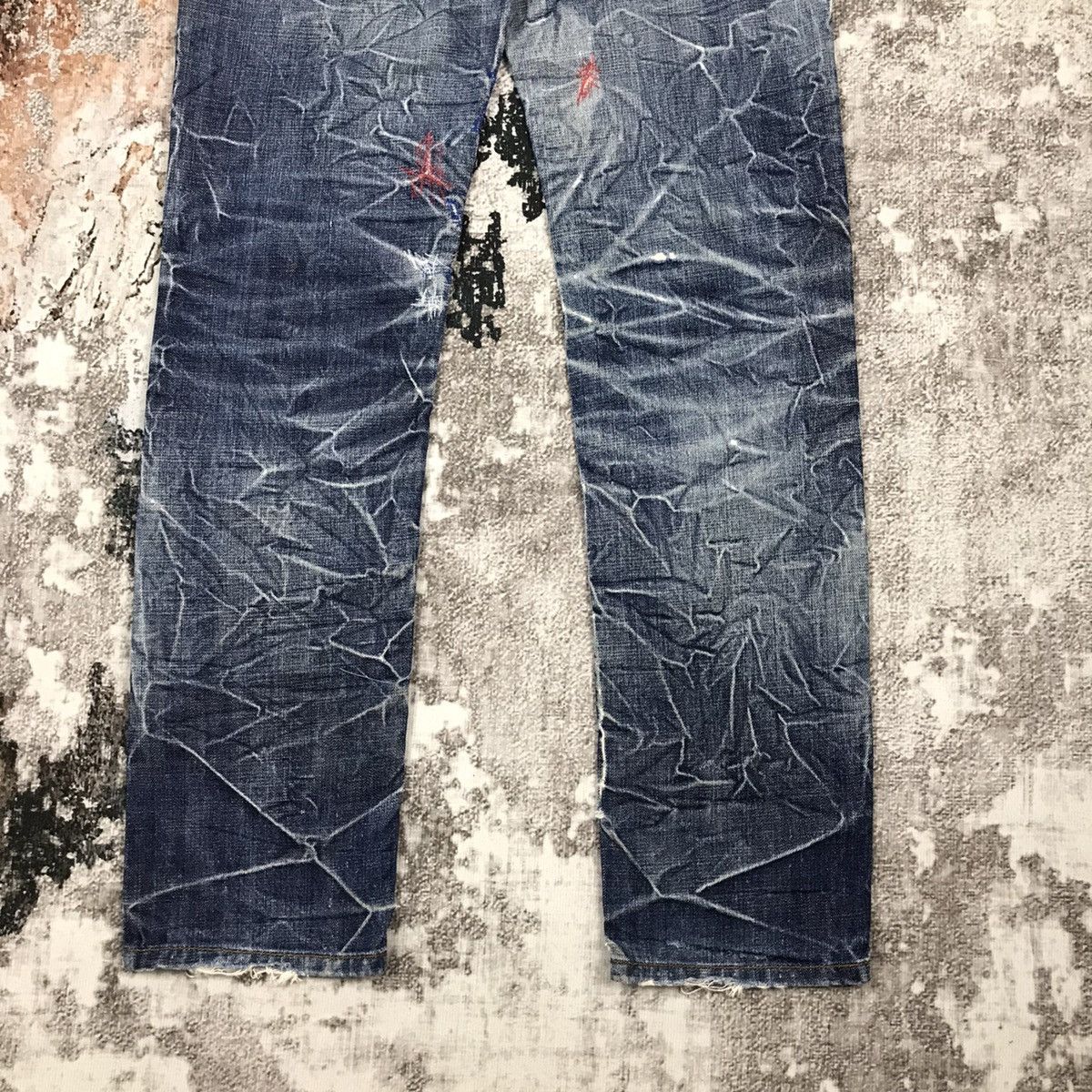 Japanese Brand × Vintage Japanese Bbaby&Bbaby Insane Distressed Design Slim Jeans Size 29" - 3 Thumbnail