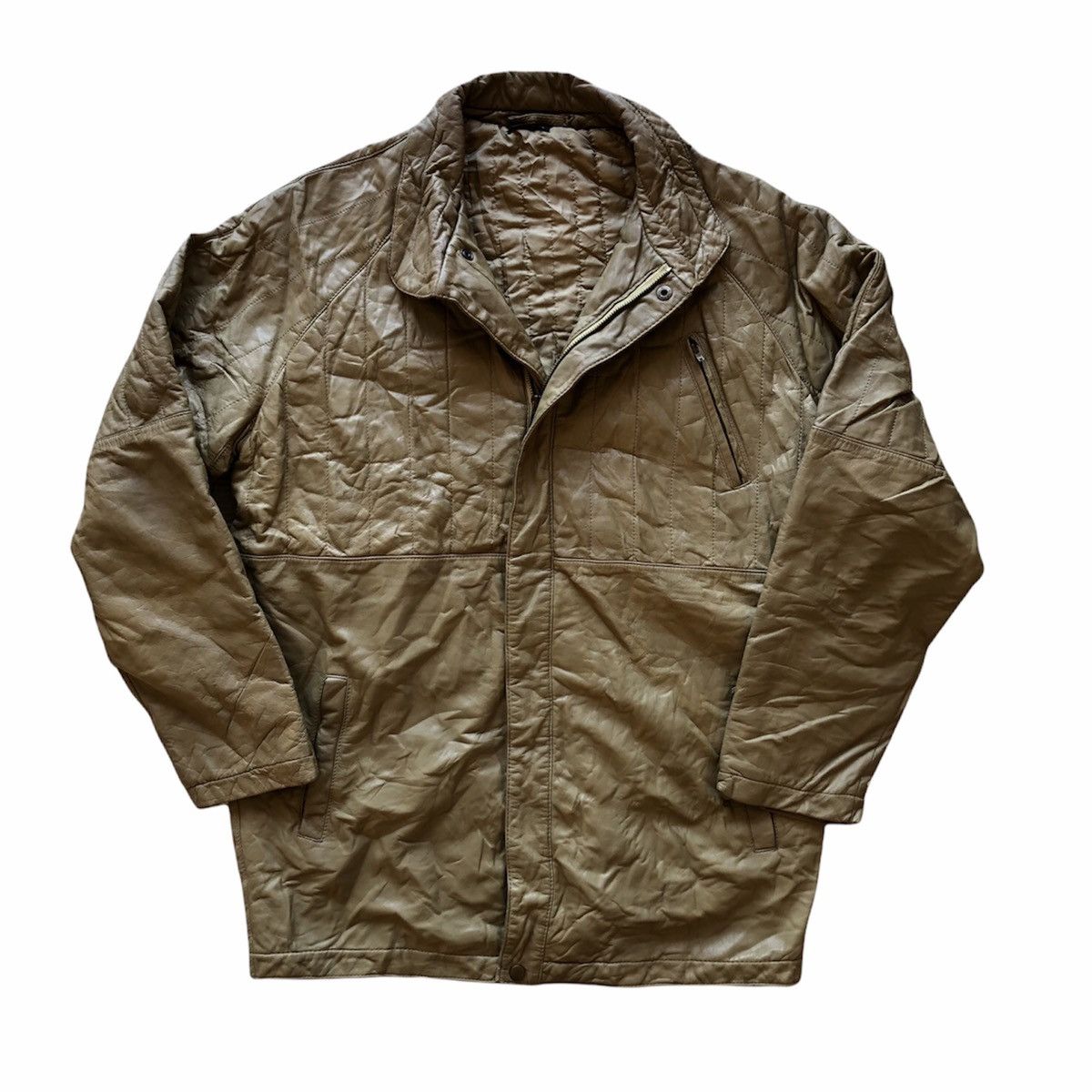 Japanese Brand Vintage 80's Leather Jacket Zipper by Dolphin Size US XL / EU 56 / 4 - 1 Thumbnail