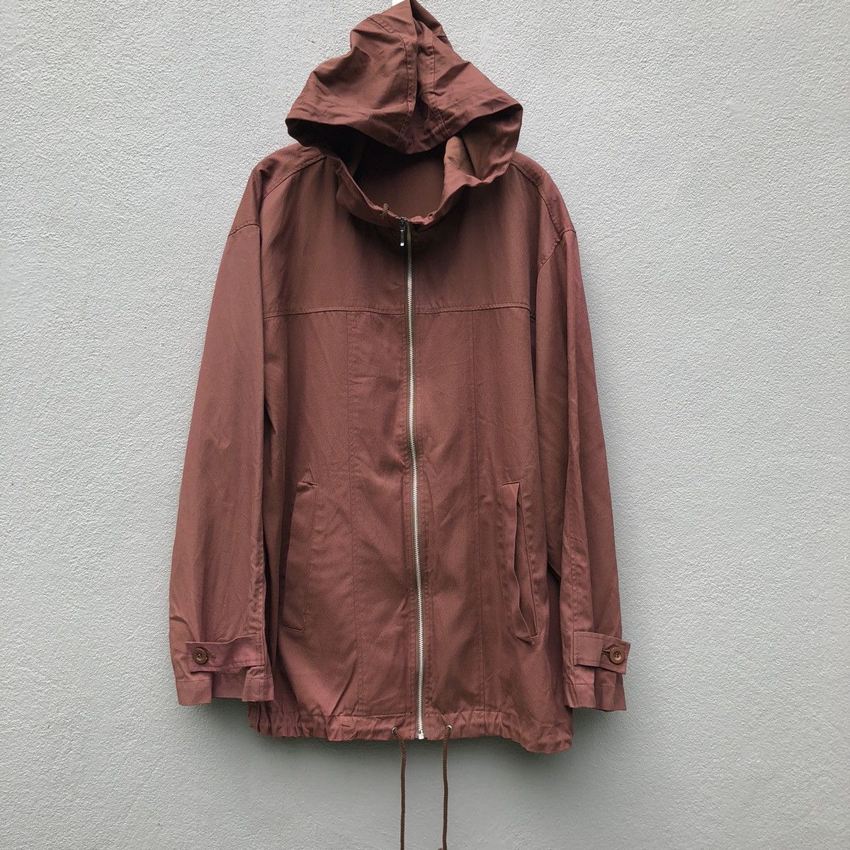 image of Vintage Lautreament Men Zipper Ups Hoodie Jacket in Brown (Size Large)