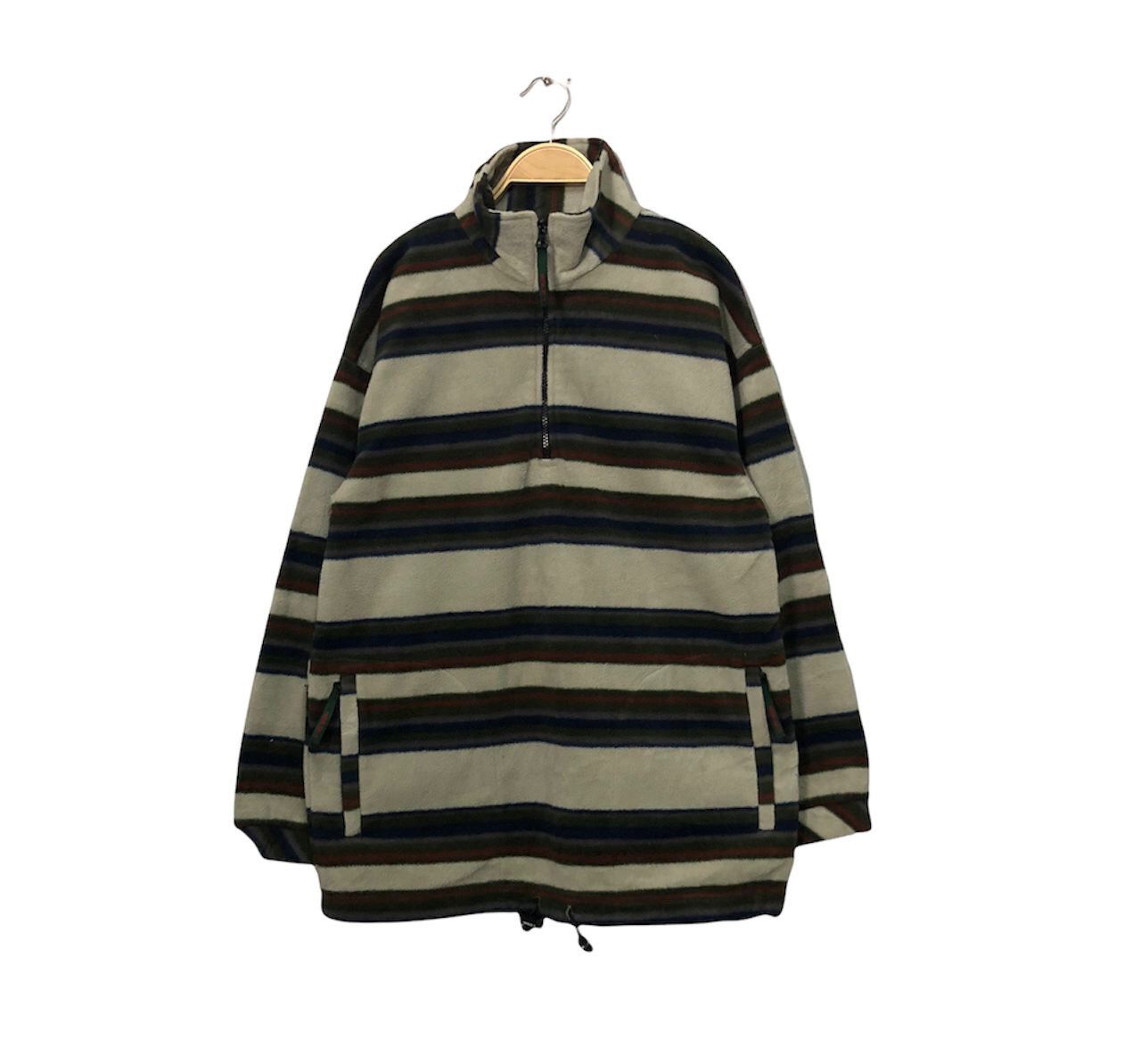 Japanese Brand × Vintage Vintage Wild 1 Striped Half Zipper Fleece Sweater Size US M / EU 48-50 / 2 - 1 Thumbnail