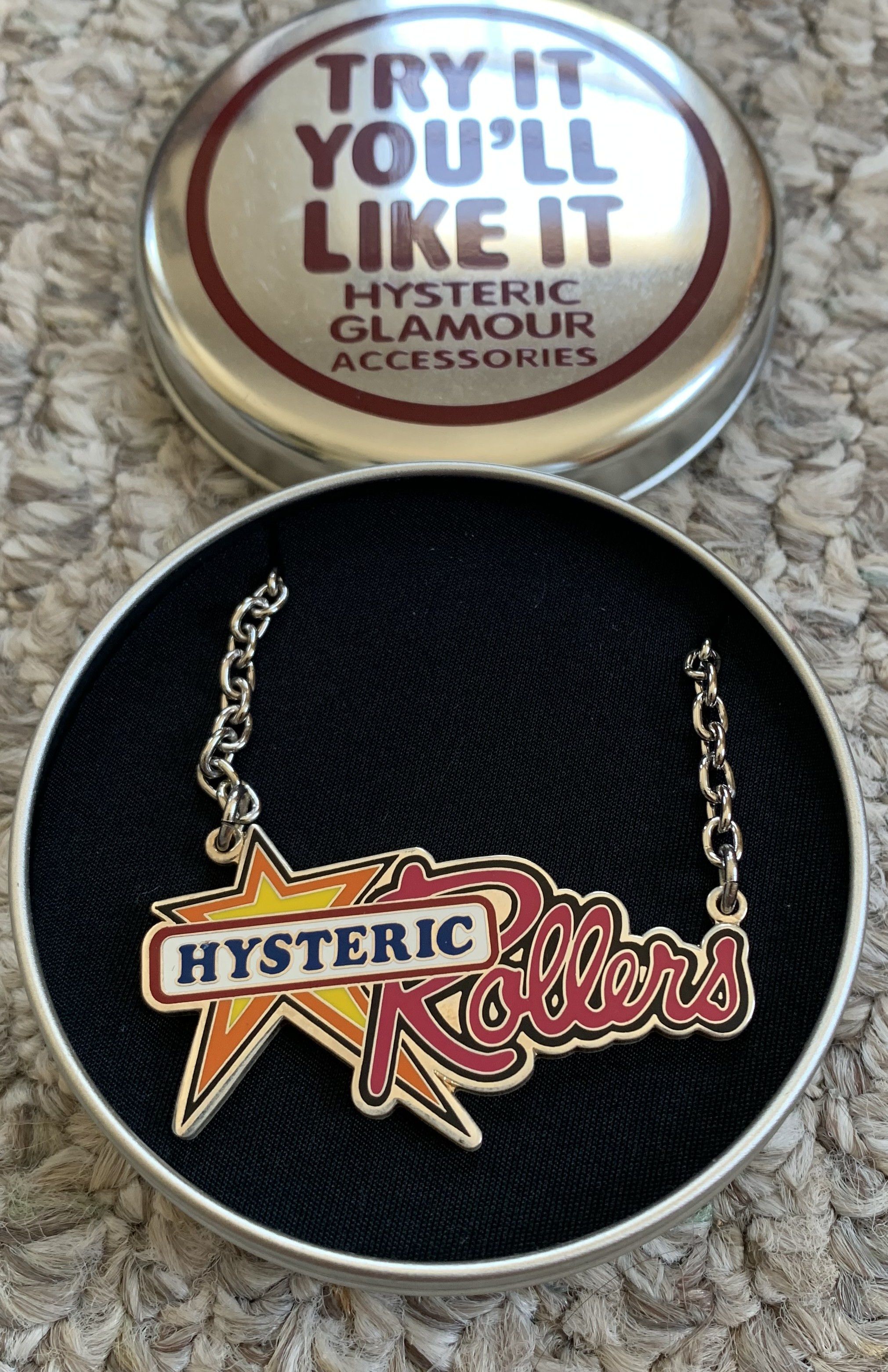 image of Hysteric Glamour Rollers Necklace + Case in Silver, Men's