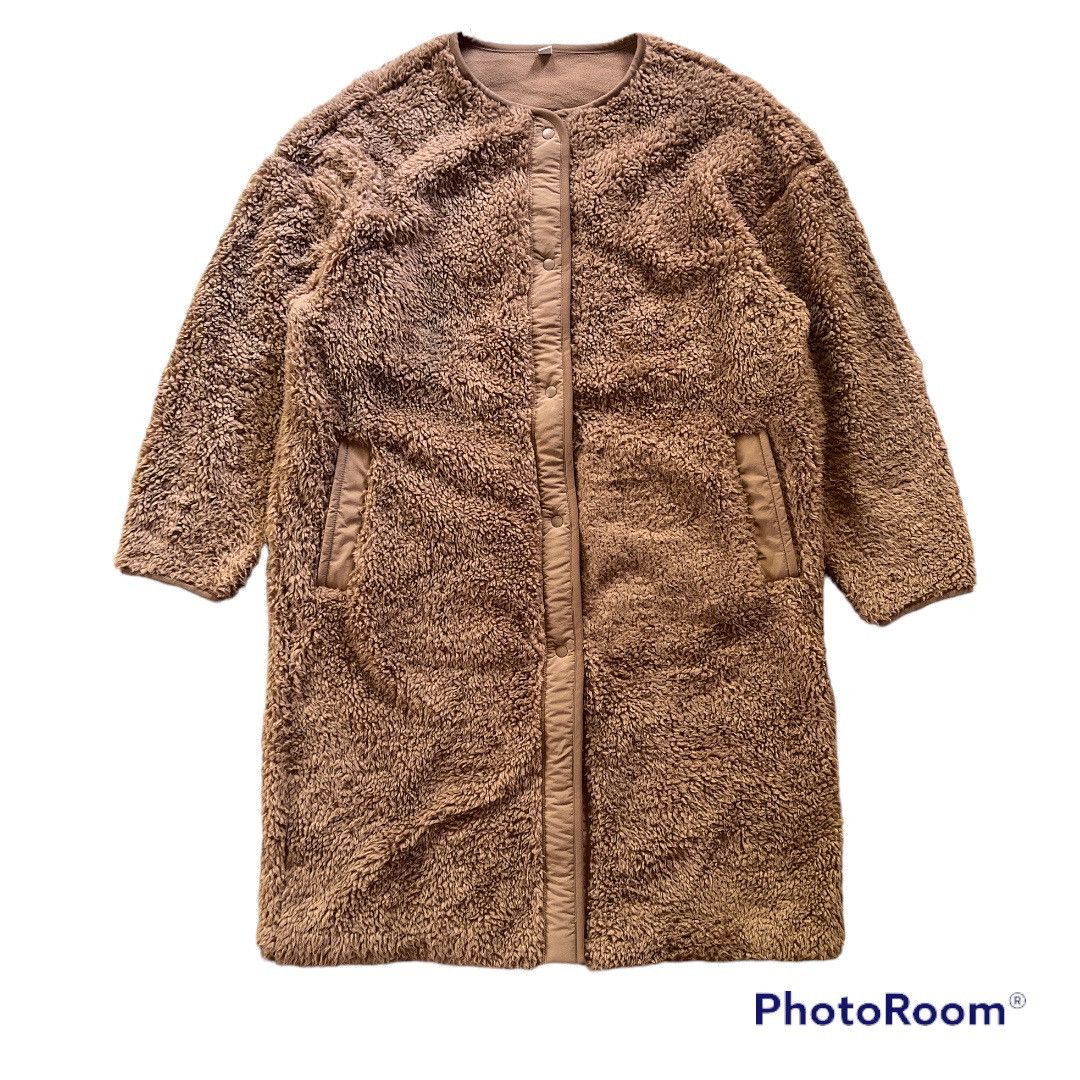 image of Mink Fur Coat x Uniqlo Sherpa Brown Jacket, Women's (Size XL)