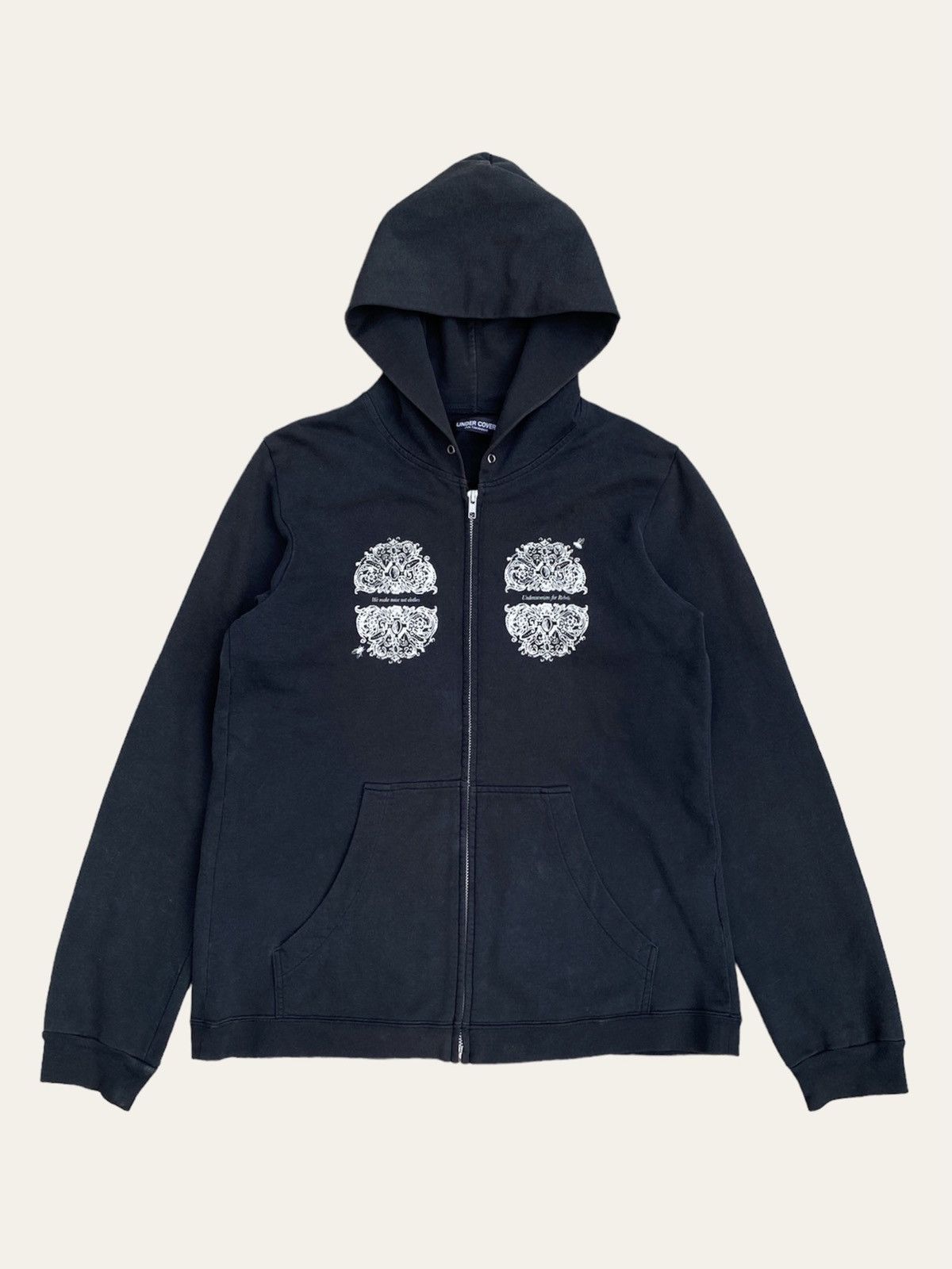 image of Jun Takahashi x Undercover Ss08’ For Rebels Eye Graphic Zip Up Hoodie in Black, Men's (Size Medium)