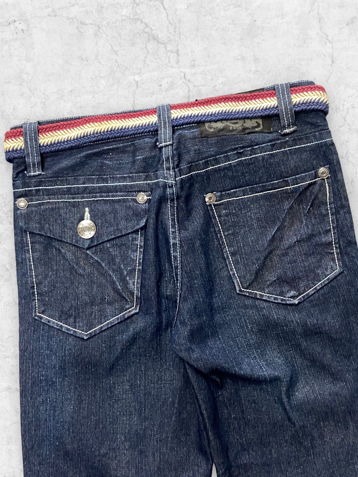 20471120 × Beauty Beast Vintage Low Box Contrast Stitched Denim Pants Size US 31 - 10 Thumbnail