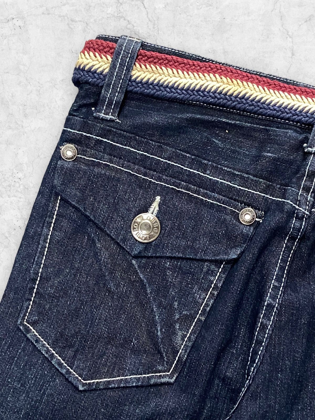 20471120 × Beauty Beast Vintage Low Box Contrast Stitched Denim Pants Size US 31 - 11 Thumbnail