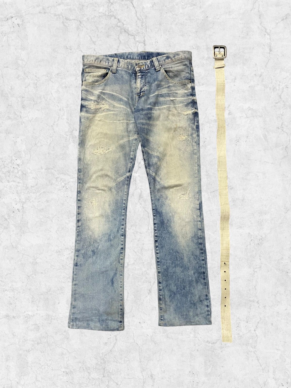 Japanese Brand × Tornado Mart Vintage Tornado Mart Distressed Blue Cloud Denim With Belt Size US 32 / EU 48 - 2 Thumbnail